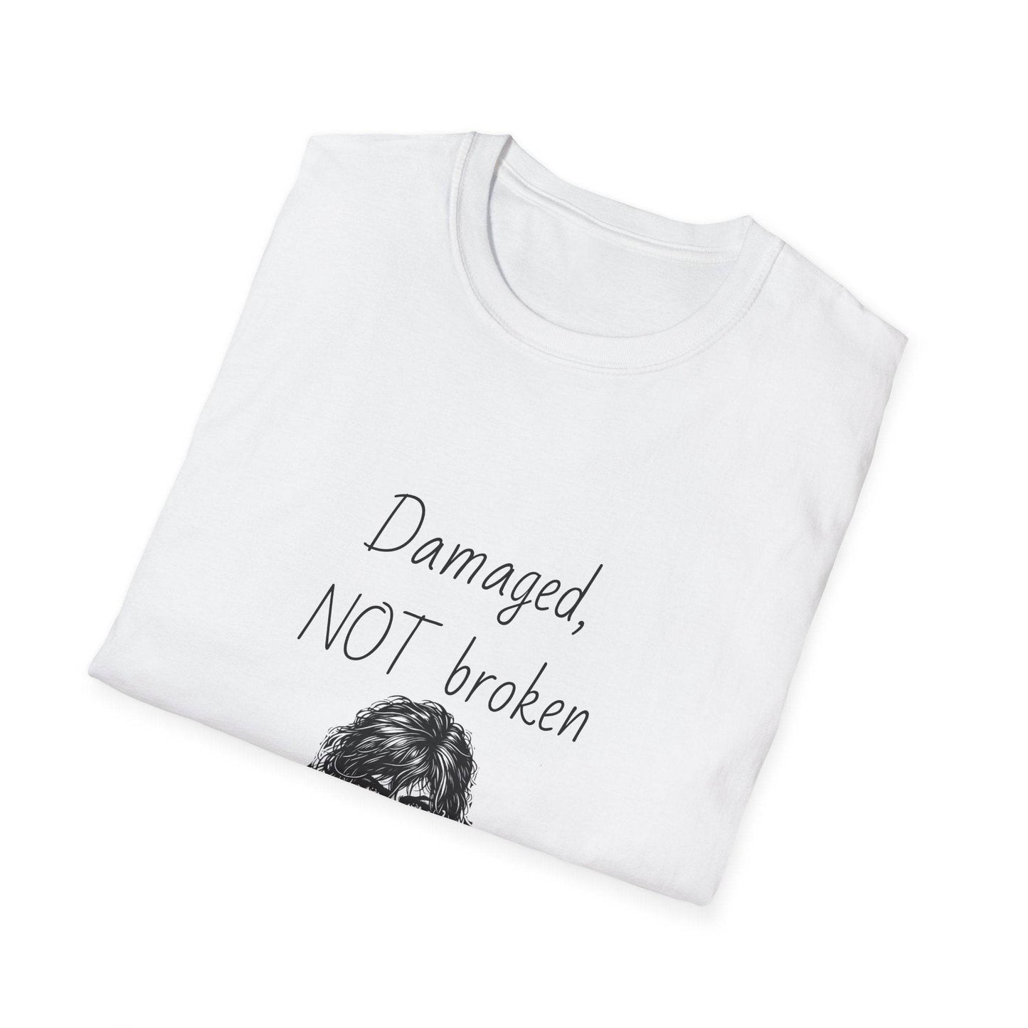 Fierce Survivor Unisex Softstyle T-Shirt - 'Damaged, NOT broken' - The Dreamer's Bookshop.