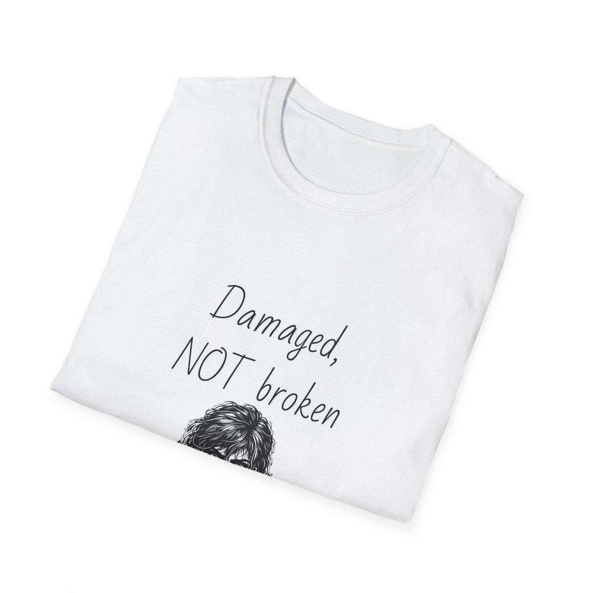 Fierce Survivor Unisex Softstyle T-Shirt - 'Damaged, NOT broken' - The Dreamer's Bookshop.