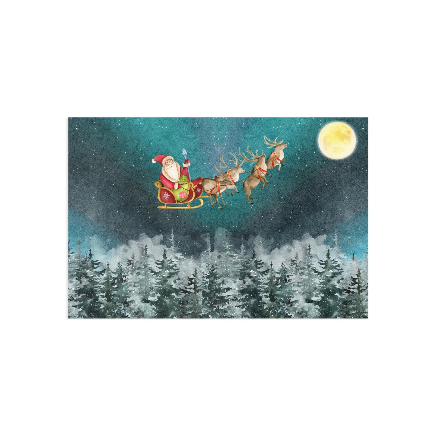 The Dreamer's Bookshop "Flying Santa Sleigh" Christmas Card