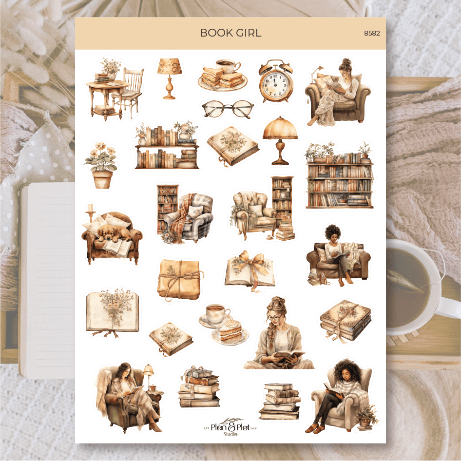 Plan & Plot Studio - Book Girl - stickers - The Dreamer's Bookshop.