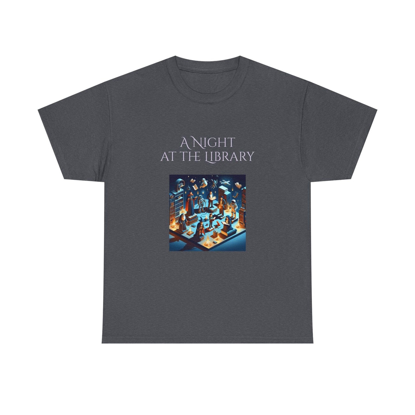 Night at the Library - A Unisex Heavy Cotton Tee - Perfect Gift for Book Lovers - The Dreamer's Bookshop.