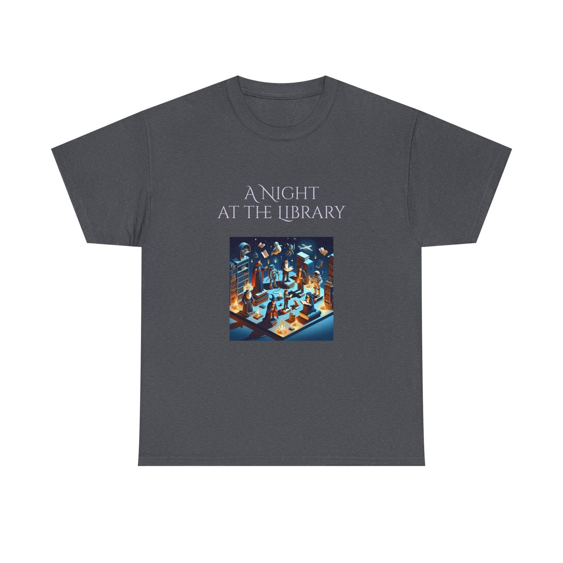 Night at the Library - A Unisex Heavy Cotton Tee - Perfect Gift for Book Lovers - The Dreamer's Bookshop.