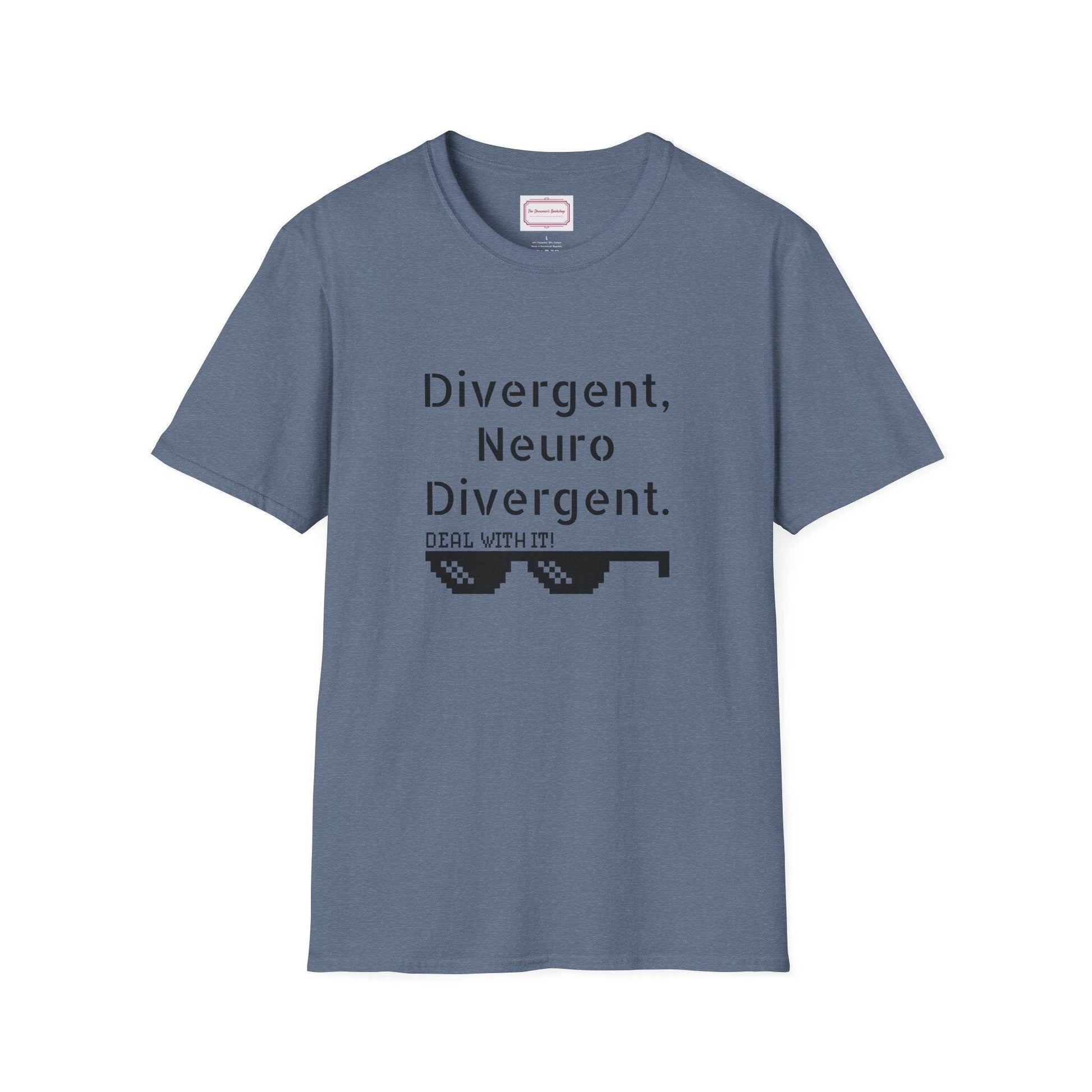 Divergent Neurodivergent T-Shirt - Unisex Softstyle Tee for Acceptance and Awareness - The Dreamer's Bookshop.
