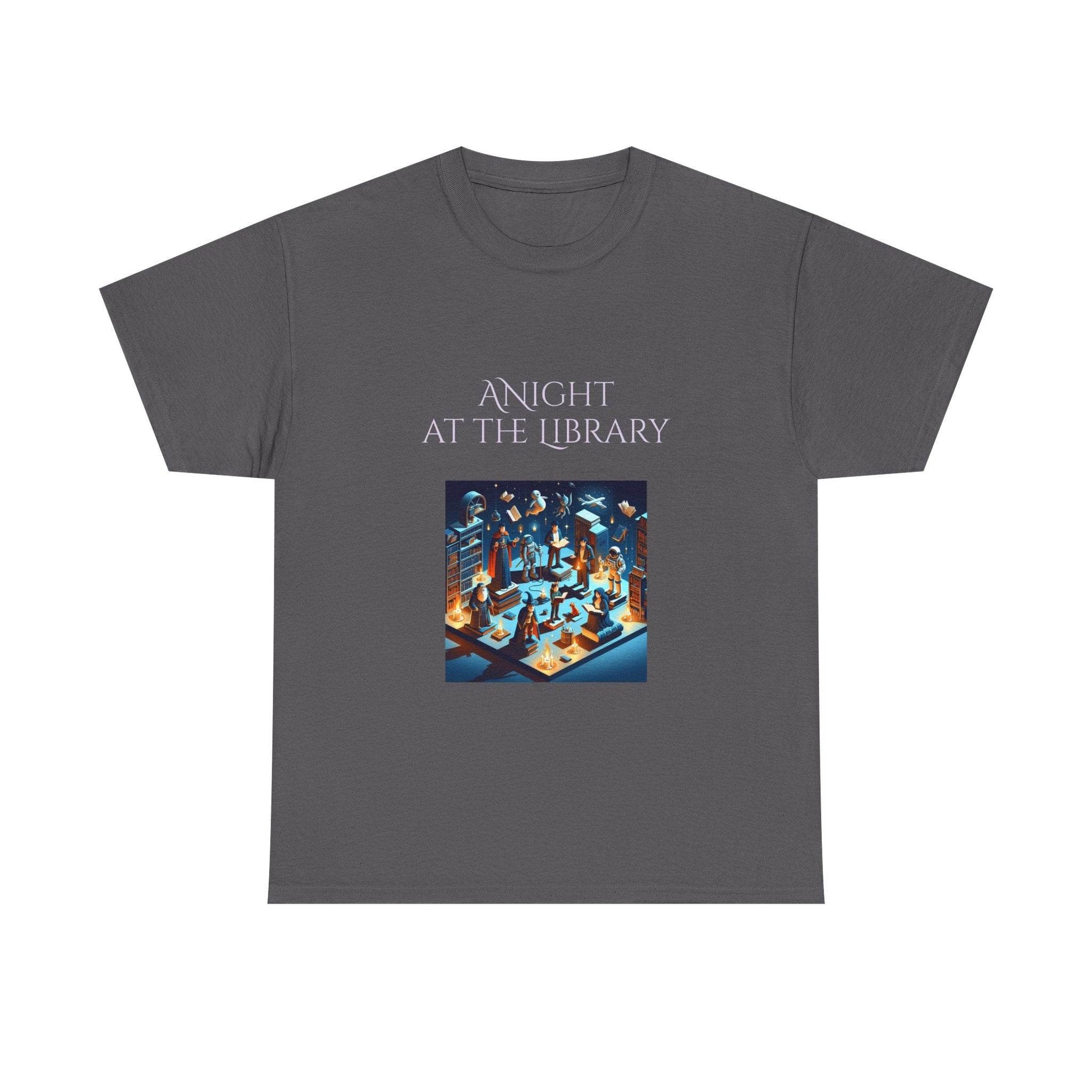 Night at the Library - A Unisex Heavy Cotton Tee - Perfect for Book Lovers - The Dreamer's Bookshop.