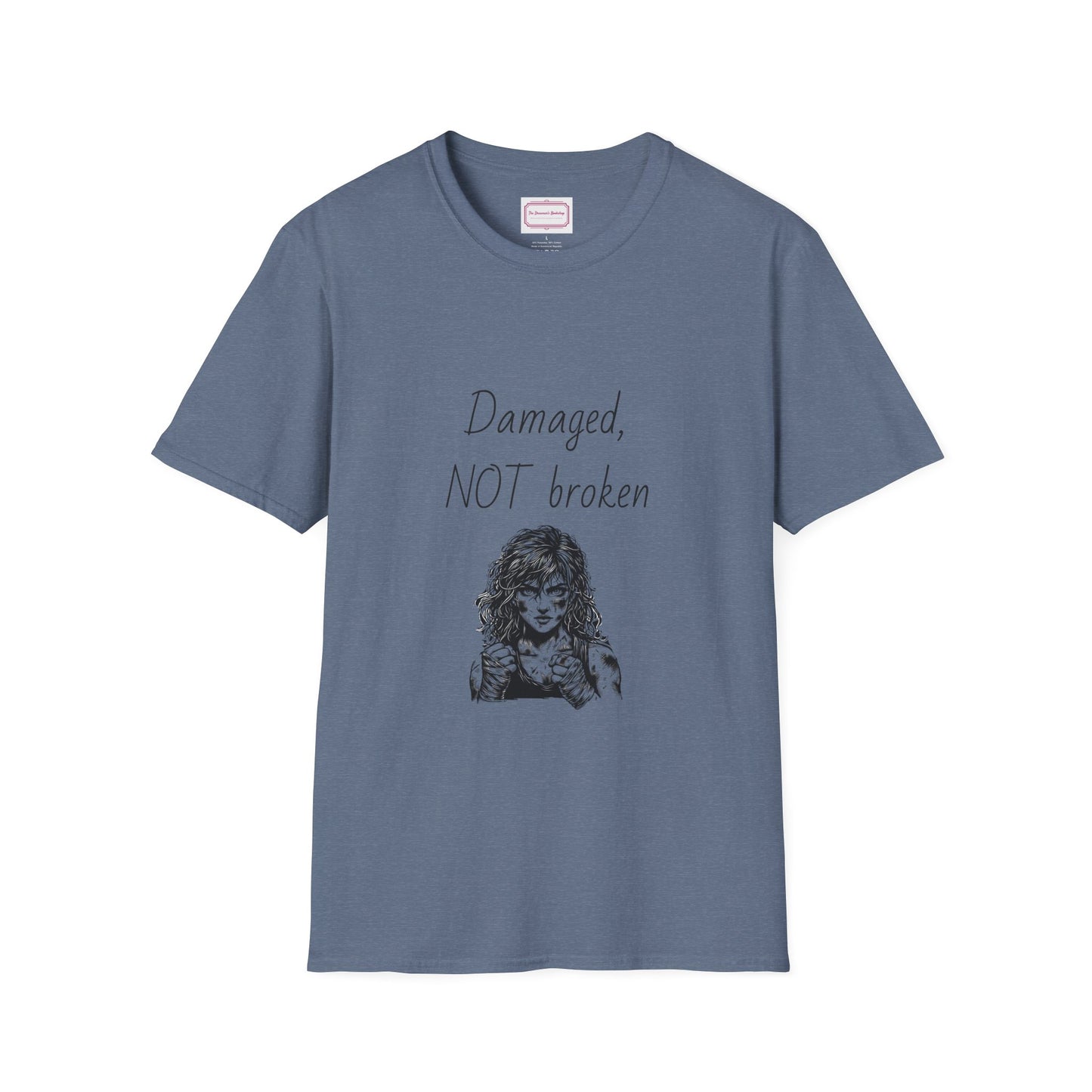 Inspirational Unisex Softstyle T-Shirt - "Damaged, NOT broken" - The Dreamer's Bookshop.