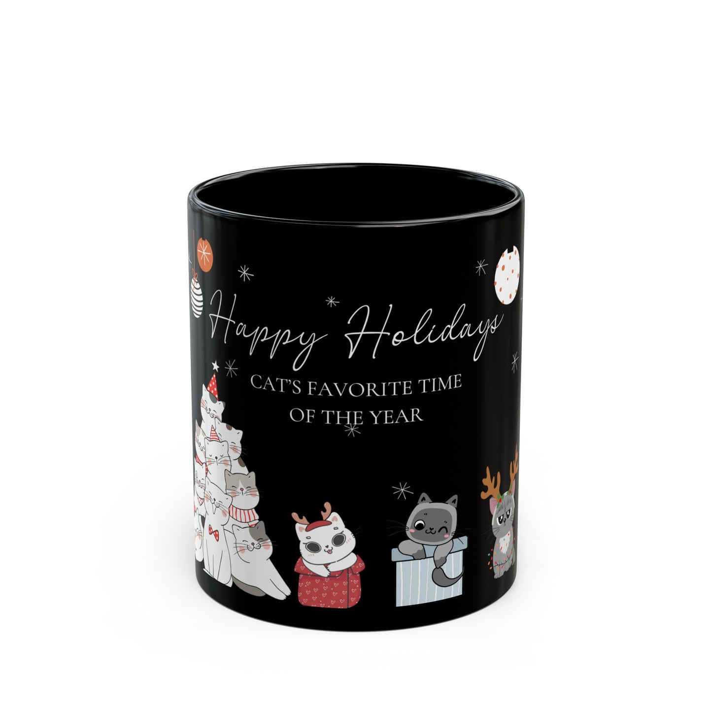 Cat's Christmas Black Mug - 11oz & 15oz Options