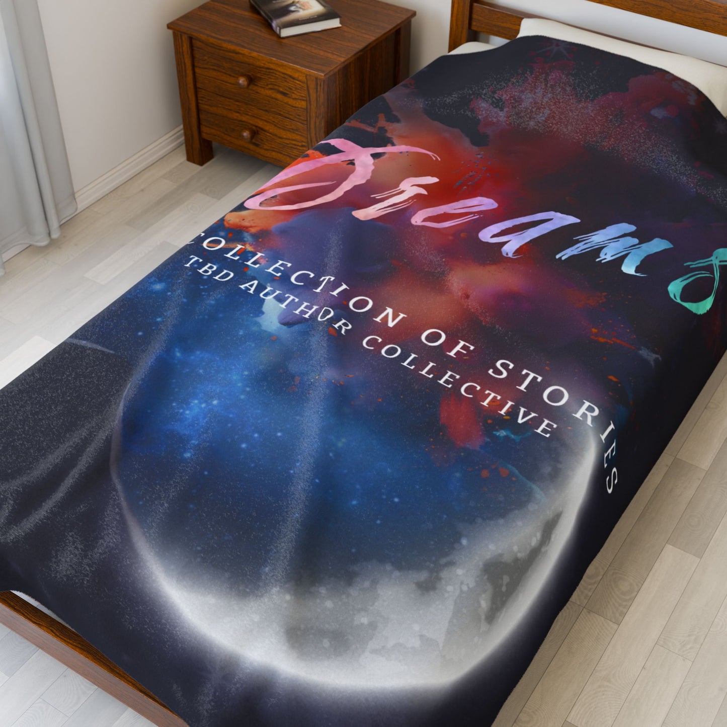 Cozy Velveteen Plush Blanket - "Dreams"- Perfect for Book Lovers and Cozy Nights