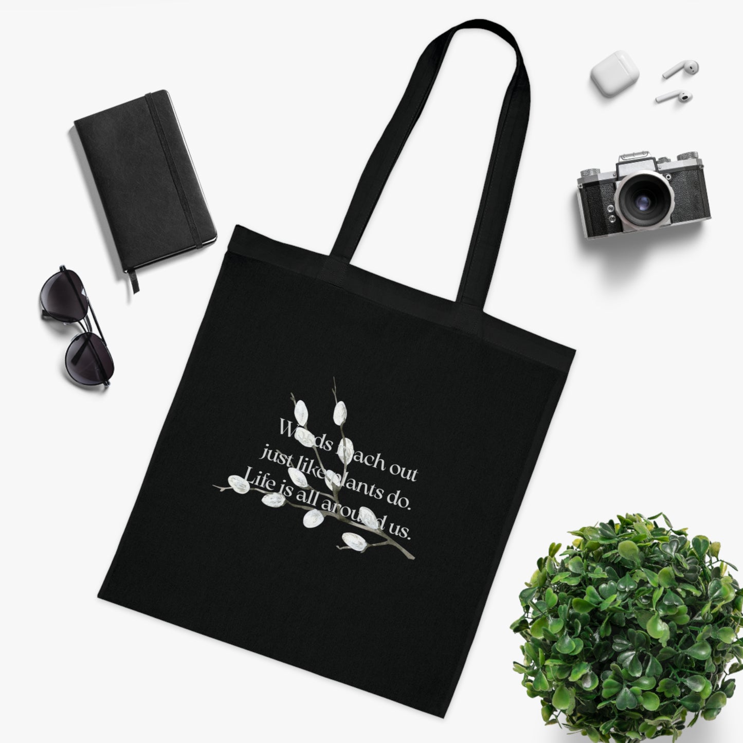 Inspirational Cotton Tote Bag - "Words Reach Out" by The Dreamer's Bookshop