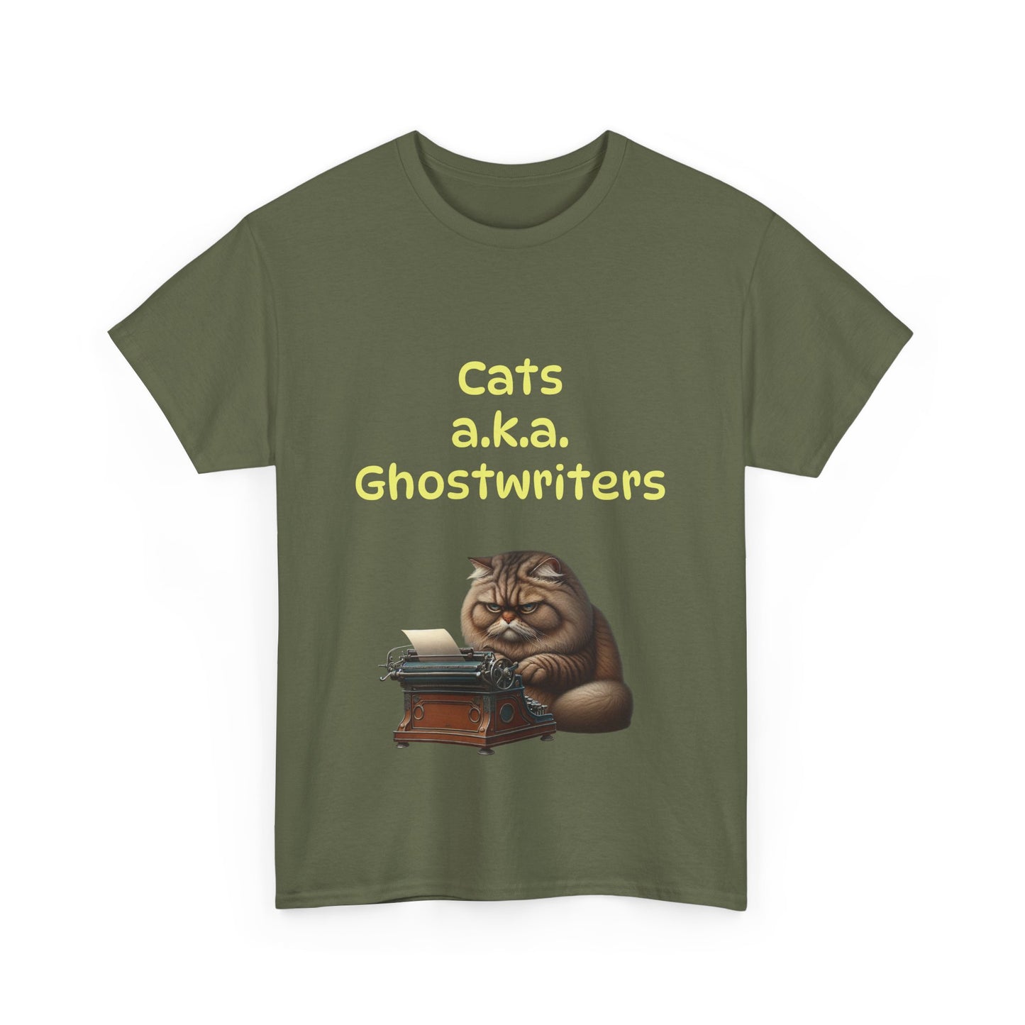 Book Lover's Unisex Heavy Cotton Tee - "Cats Ghostwriters" - The Dreamer's Bookshop.