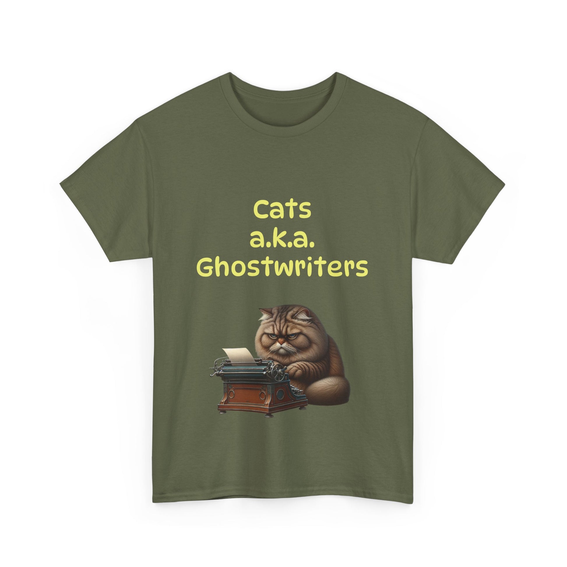 Book Lover's Unisex Heavy Cotton Tee - "Cats Ghostwriters" - The Dreamer's Bookshop.
