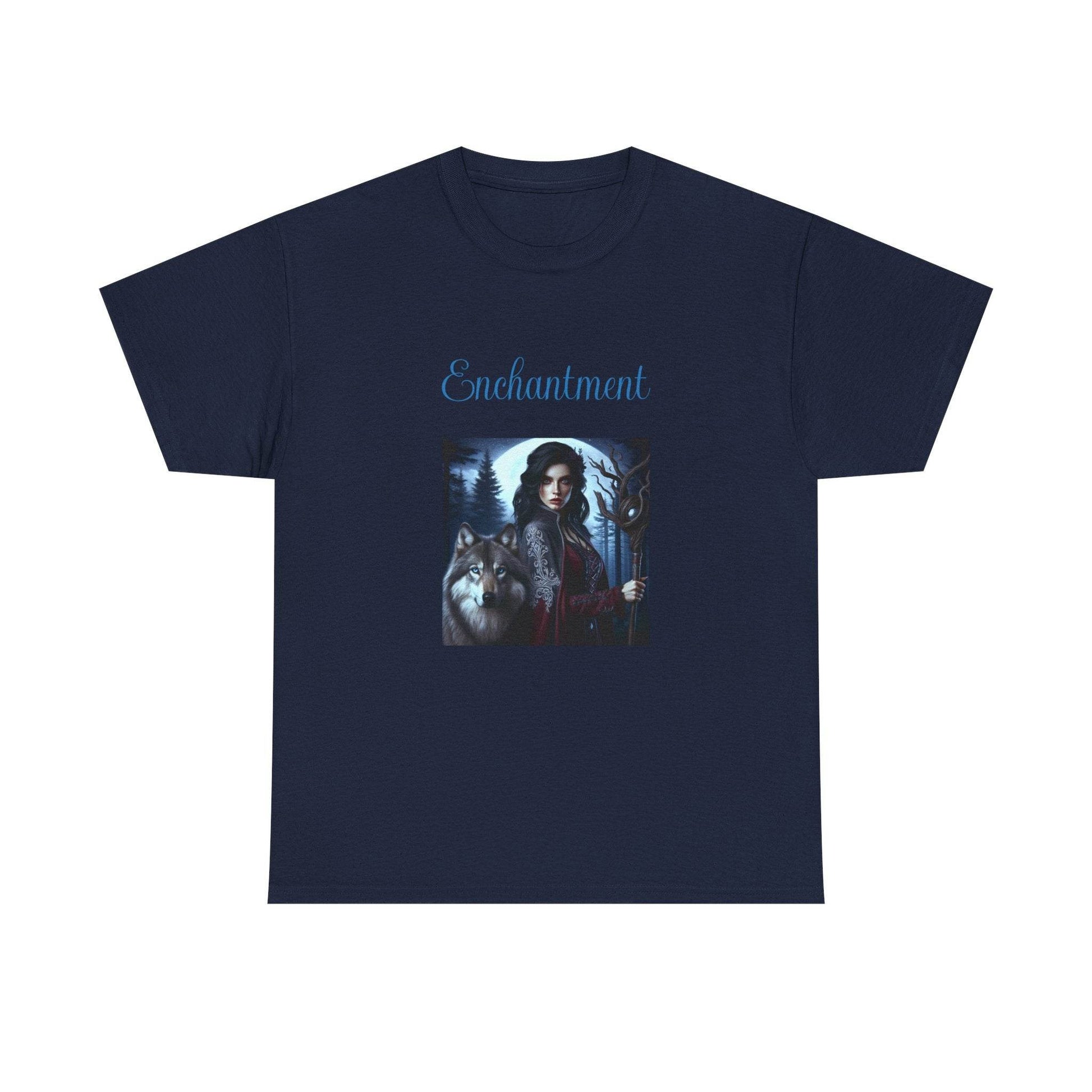 Enchanting Wolf Graphic Tee - Unisex Heavy Cotton T-Shirt for Nature Lovers - The Dreamer's Bookshop.