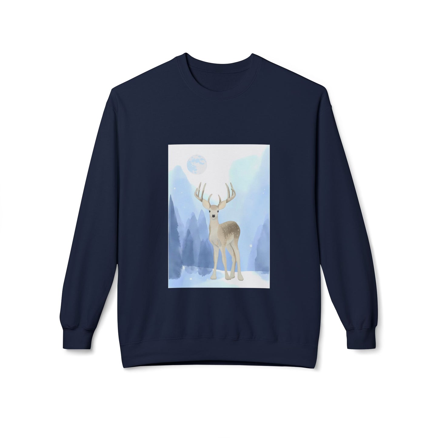 Winter Deer Fleece Crewneck Sweatshirt - Unisex Midweight
