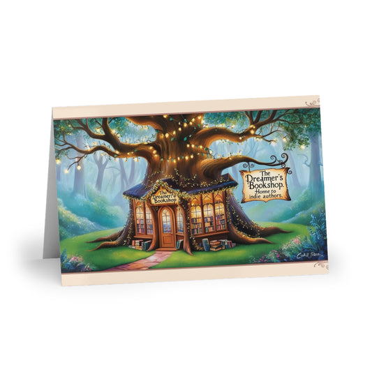 The Dreamer's Bookshop "Tree and Books" Art Print Card - The Dreamer's Bookshop.