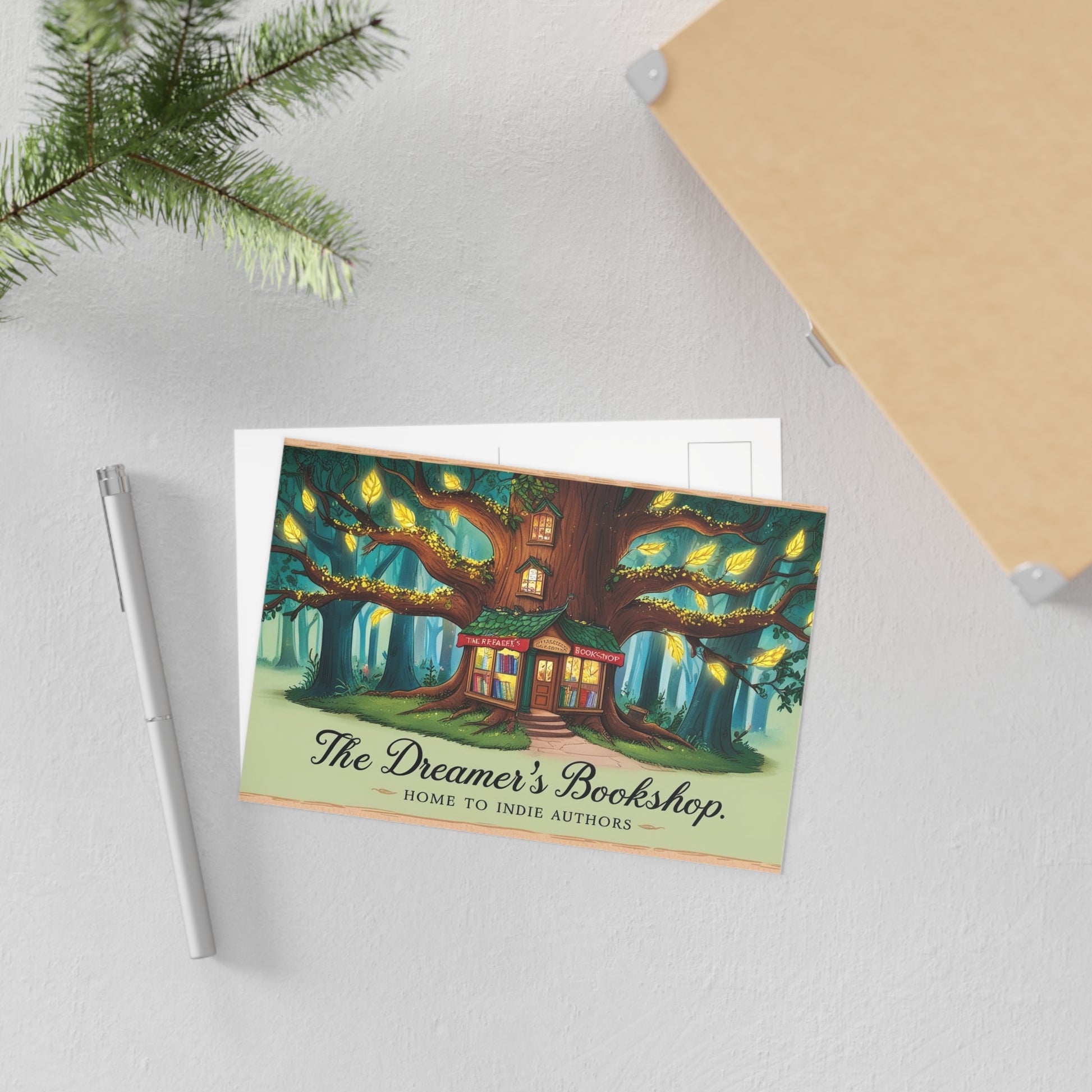The Dreamer's Bookshop "Tree and Books" Art Print Card - The Dreamer's Bookshop.