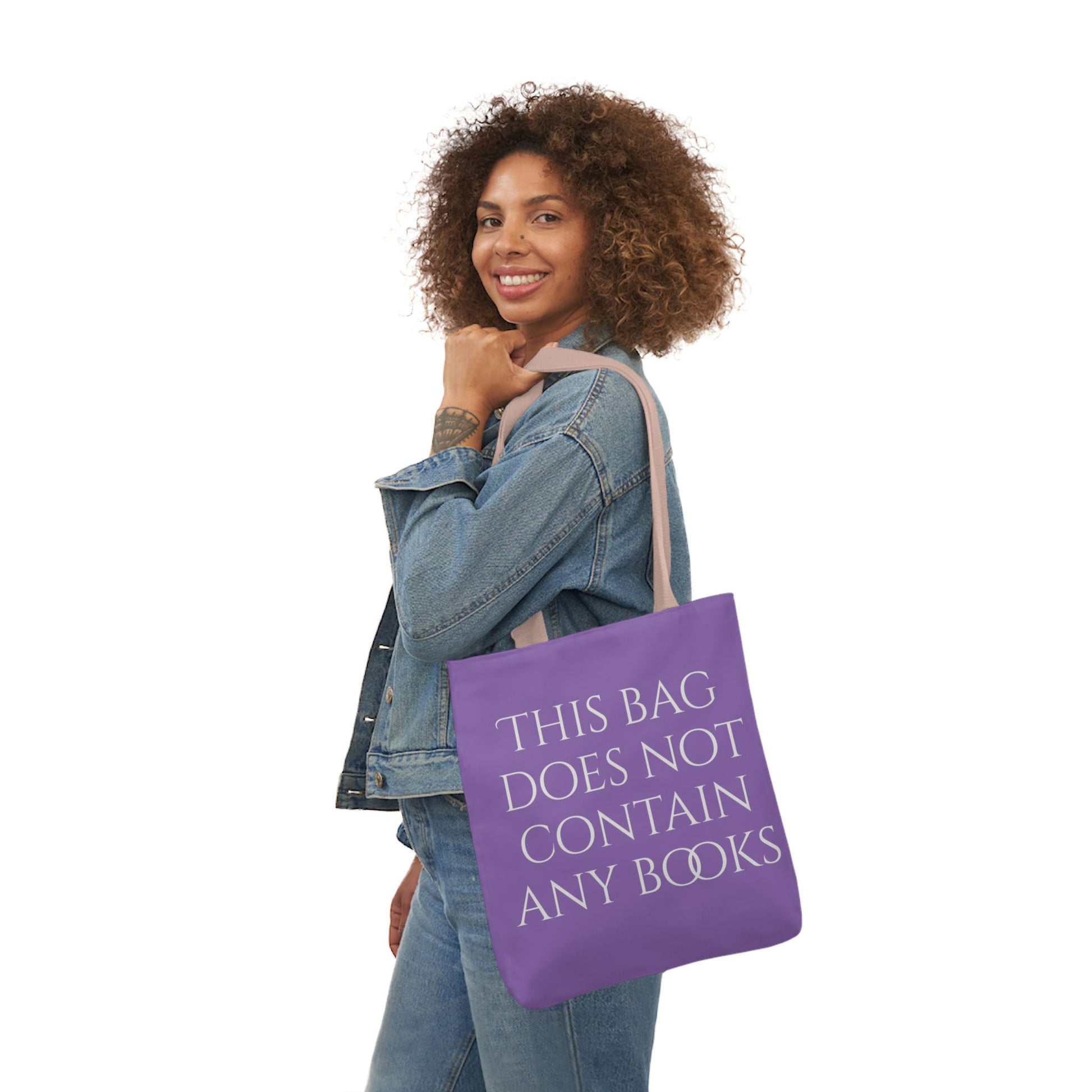 Funny Canvas Tote Bag - "This Bag Does Not Contain Any Books" - 5-Color Straps - The Dreamer's Bookshop.