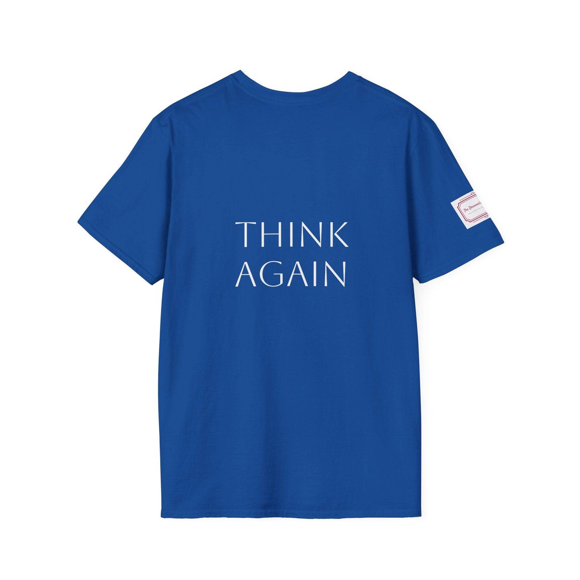 Inspirational Unisex Softstyle T-Shirt - 'Think Again' Motivational Design - The Dreamer's Bookshop.