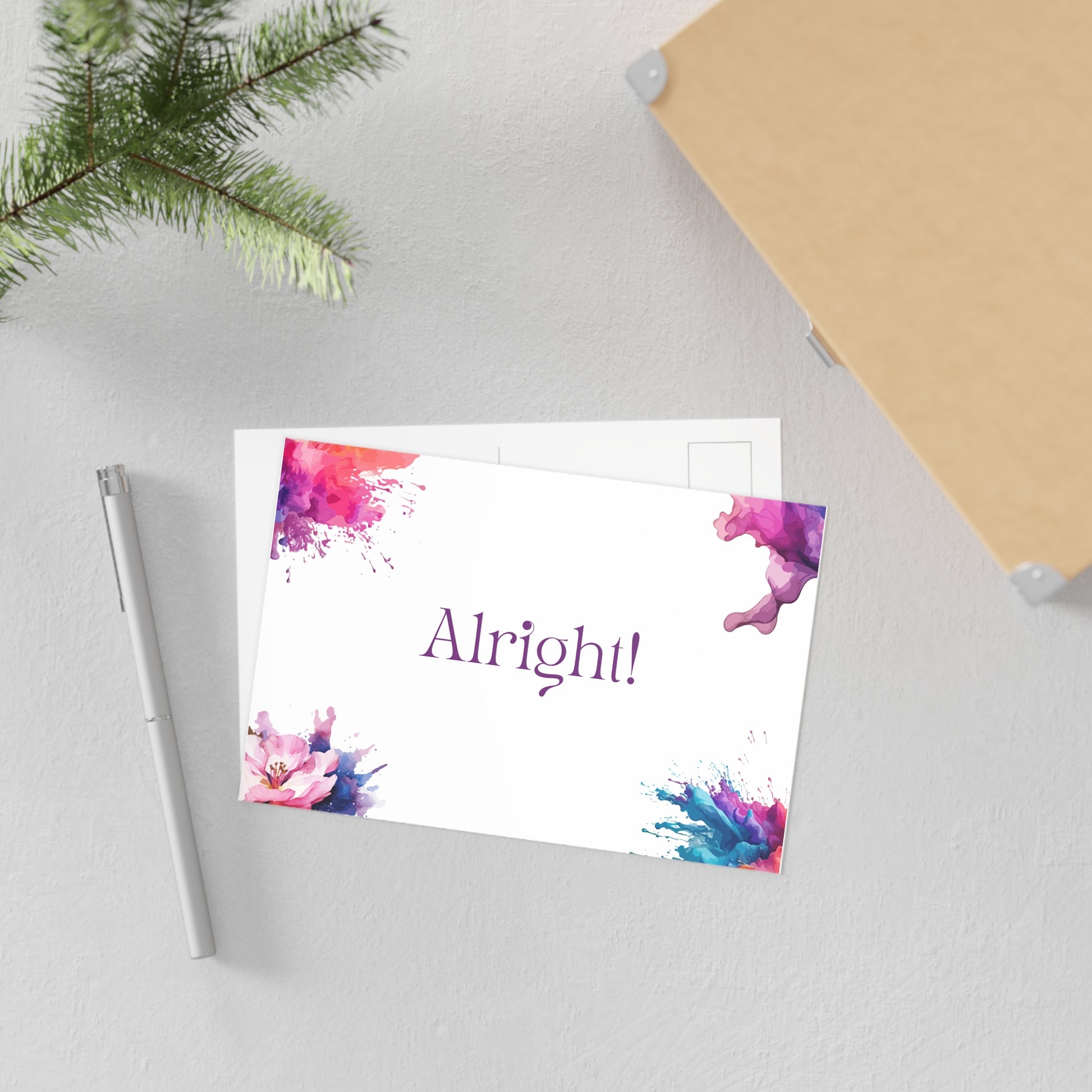 Watercolor Art Exclamation Card "Alright" Joyful Print - The Dreamer's Bookshop.