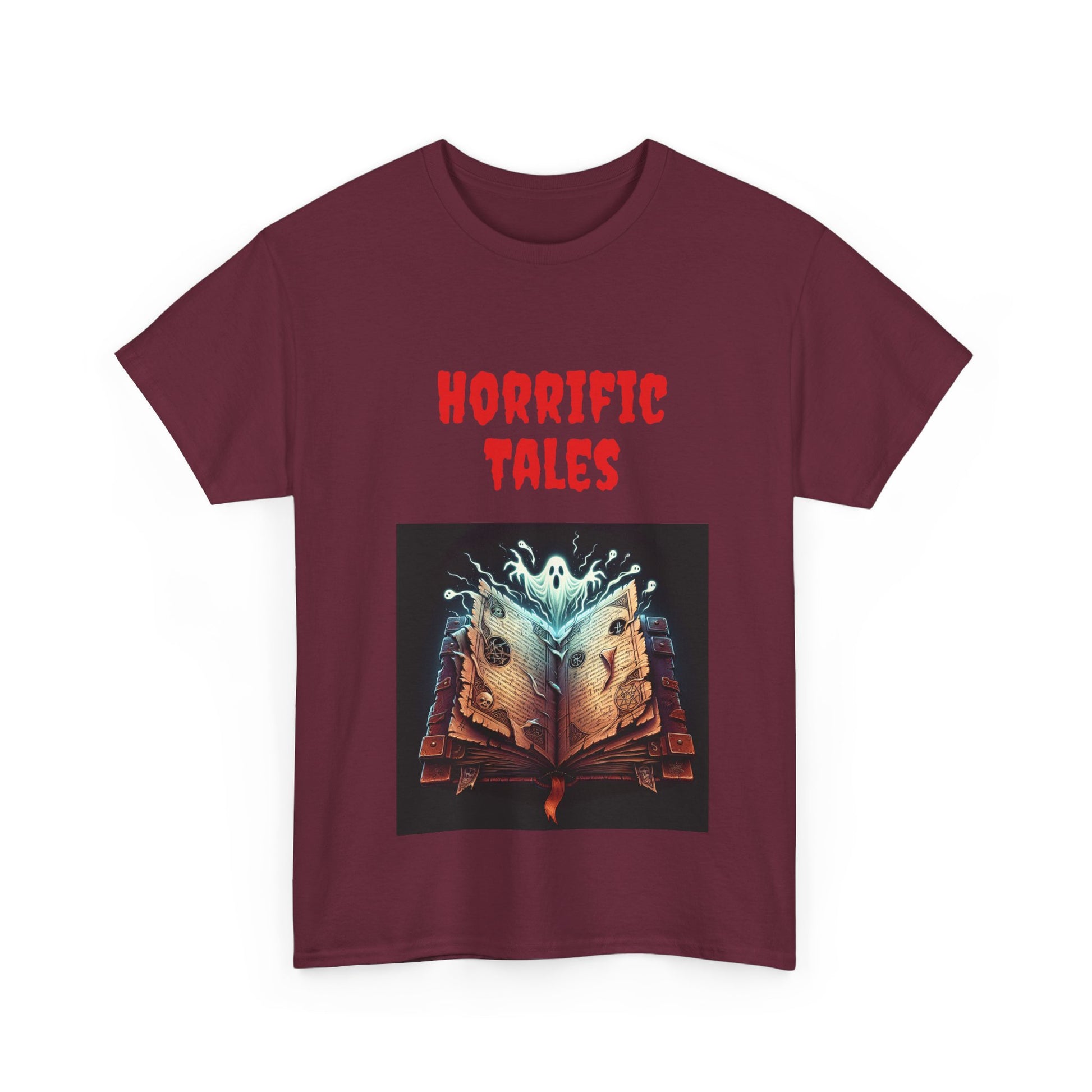 Book Lover's Unisex Heavy Cotton Tee - "Horrific Tales" - The Dreamer's Bookshop.