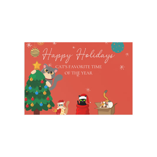 The Dreamer's Bookshop "Cat's Red XMas" Cute Christmas Cards