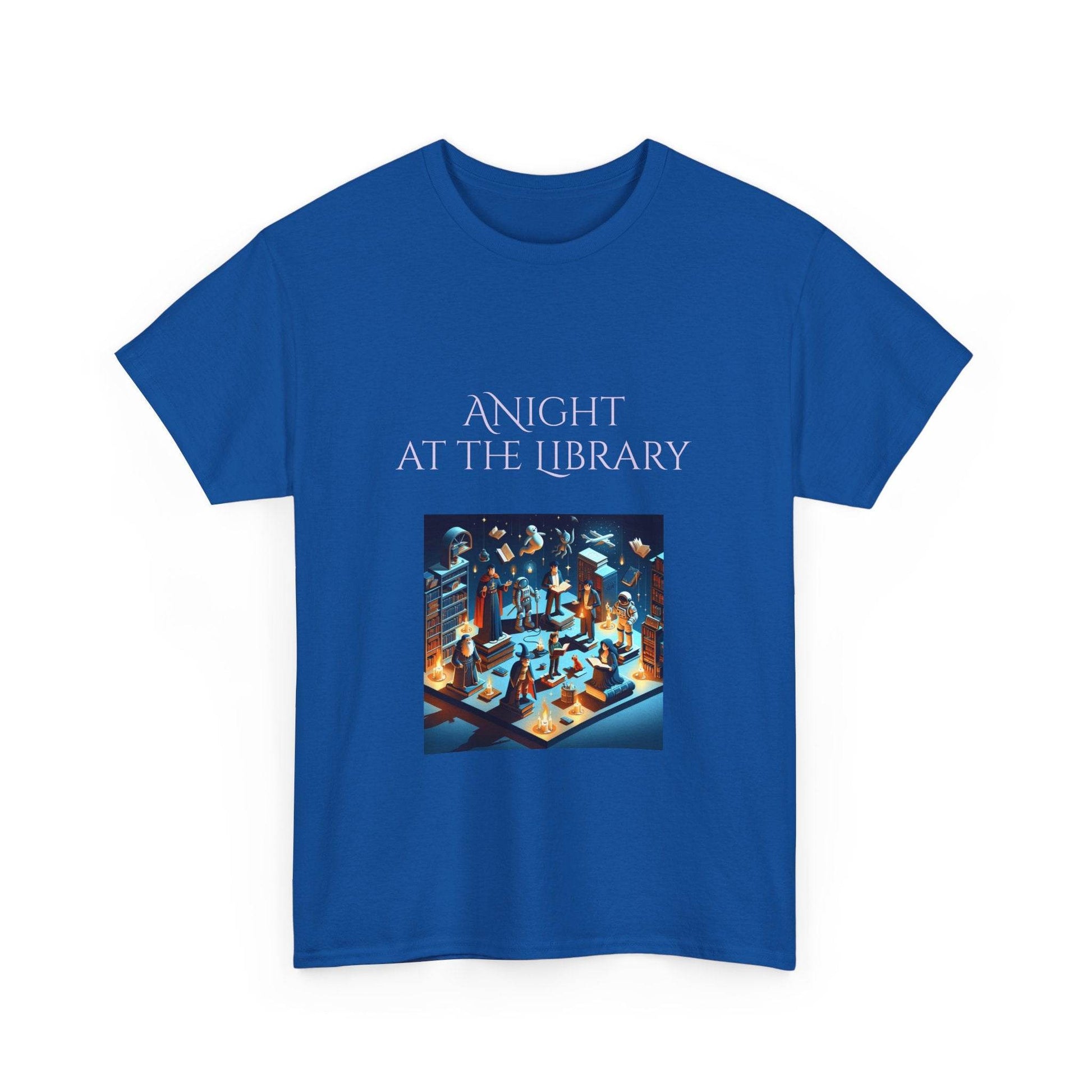 Night at the Library - A Unisex Heavy Cotton Tee - Perfect for Book Lovers - The Dreamer's Bookshop.