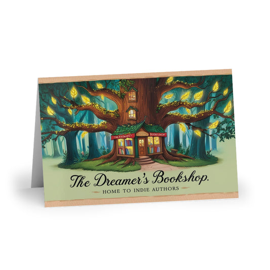 The Dreamer's Bookshop "Tree and Books" Art Print Card - The Dreamer's Bookshop.