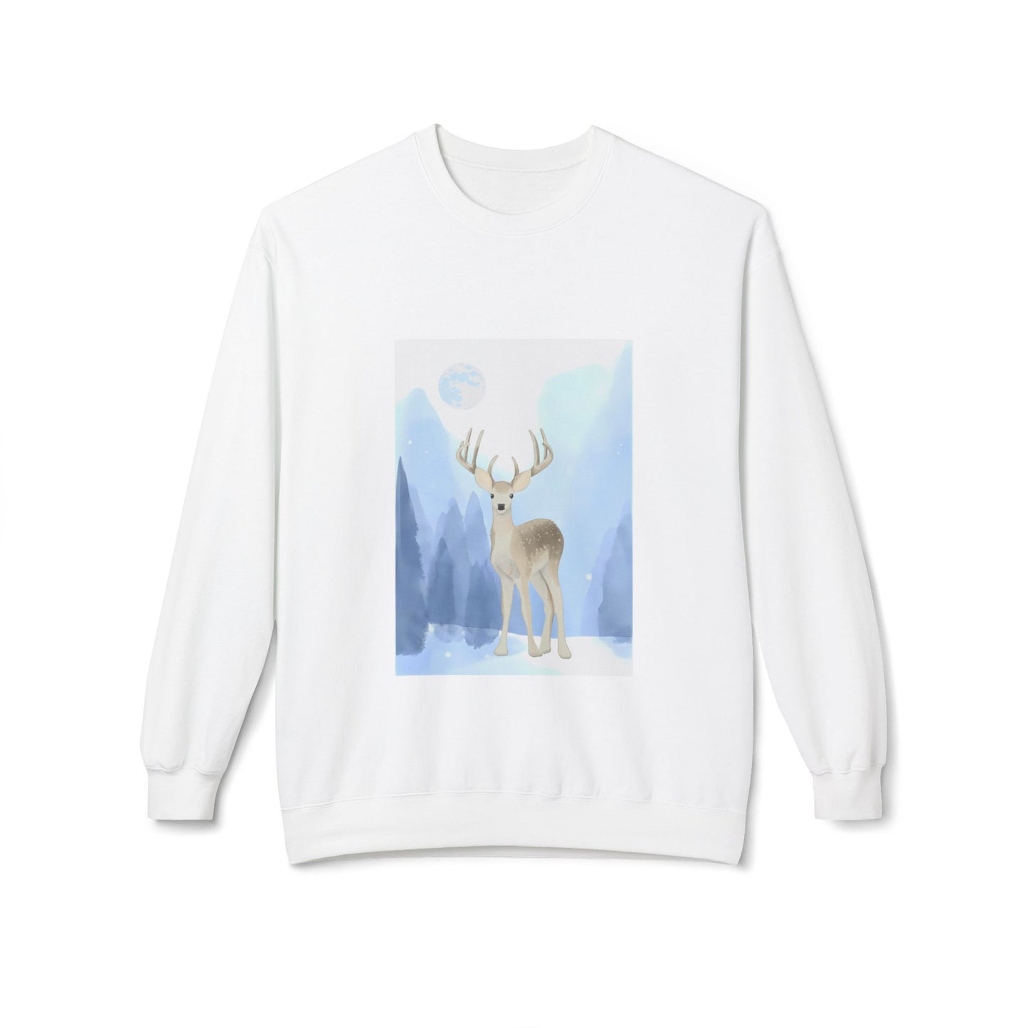 Winter Deer Fleece Crewneck Sweatshirt - Unisex Midweight