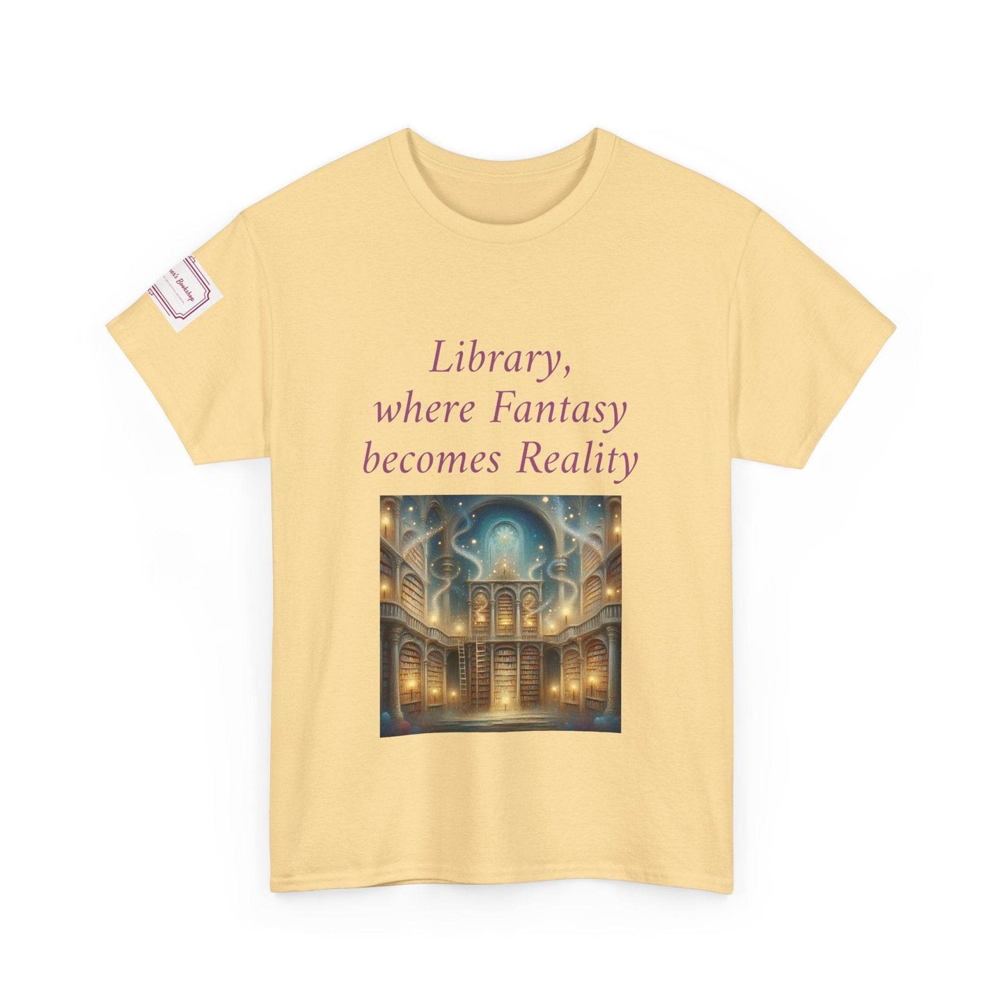 Library, Fantasy, Reality - Graphic Unisex Heavy Cotton Tee - Book Lovers - The Dreamer's Bookshop.