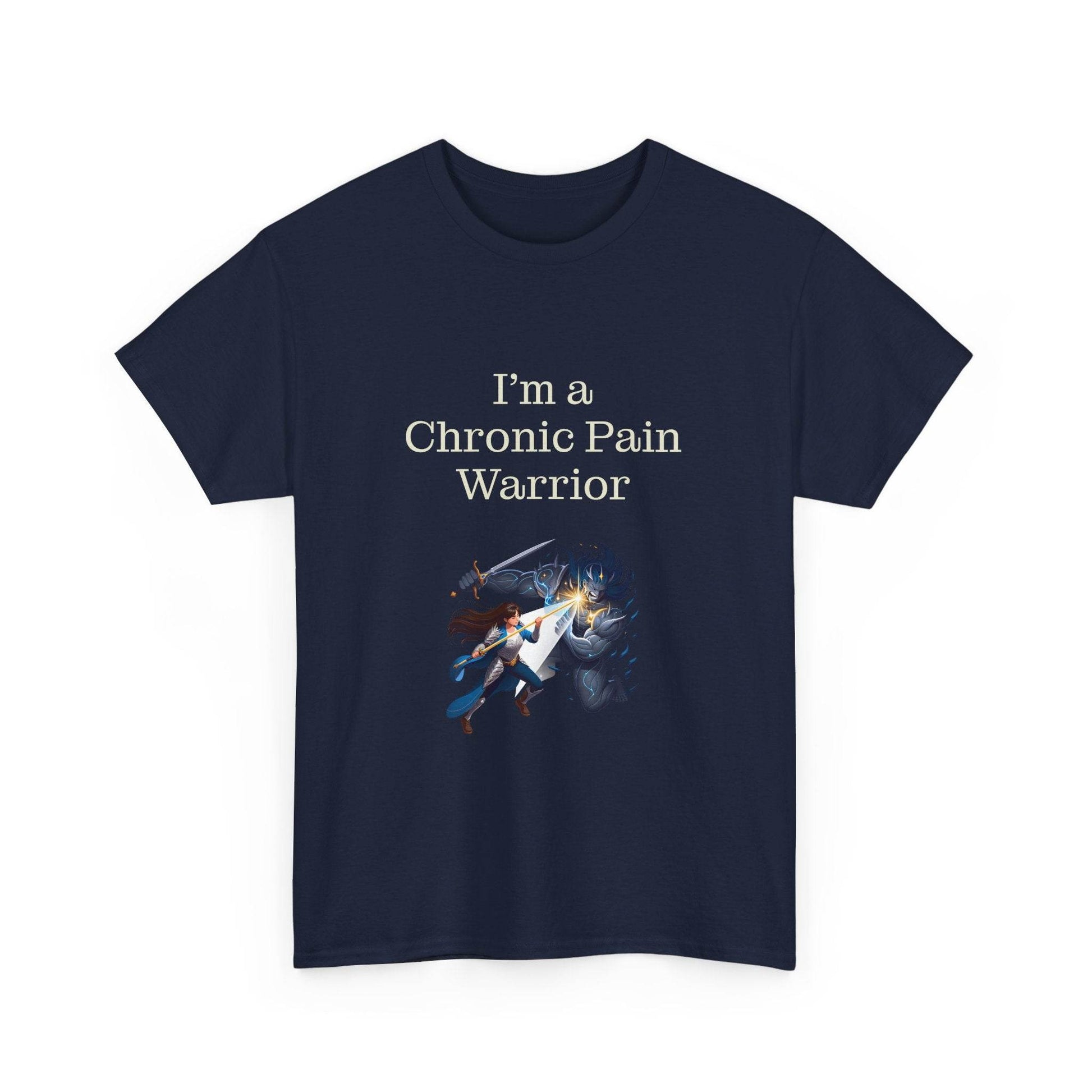 Chronic Pain Warrior Unisex Heavy Cotton Tee - Inspirational Battle T-Shirt - The Dreamer's Bookshop.