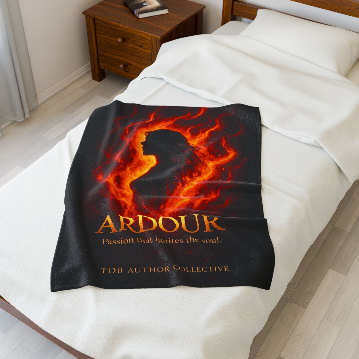 Cozy Velveteen Plush Blanket - "Ardour"- For Book Lovers and Cozy Nights