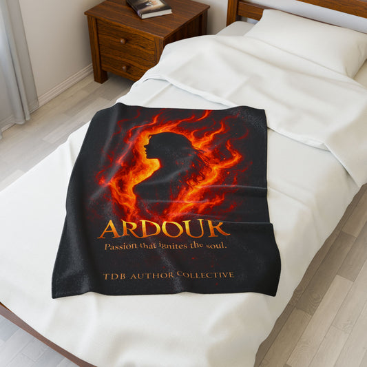 Cozy Velveteen Plush Blanket - "Ardour"- For Book Lovers and Cozy Nights