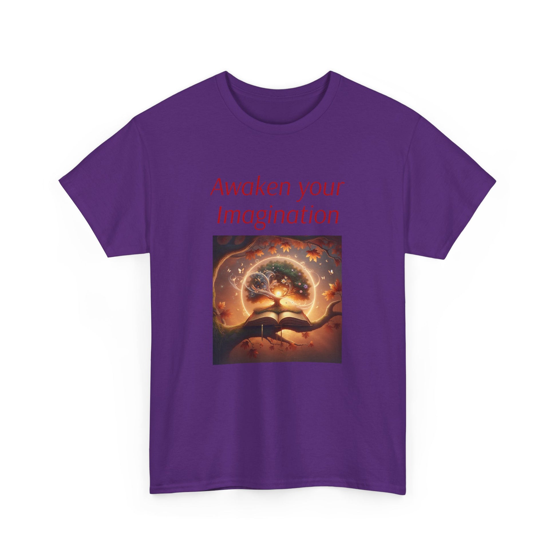 Unisex Heavy Cotton Tee - "Awaken Your Imagination" Inspirational Shirt - The Dreamer's Bookshop.