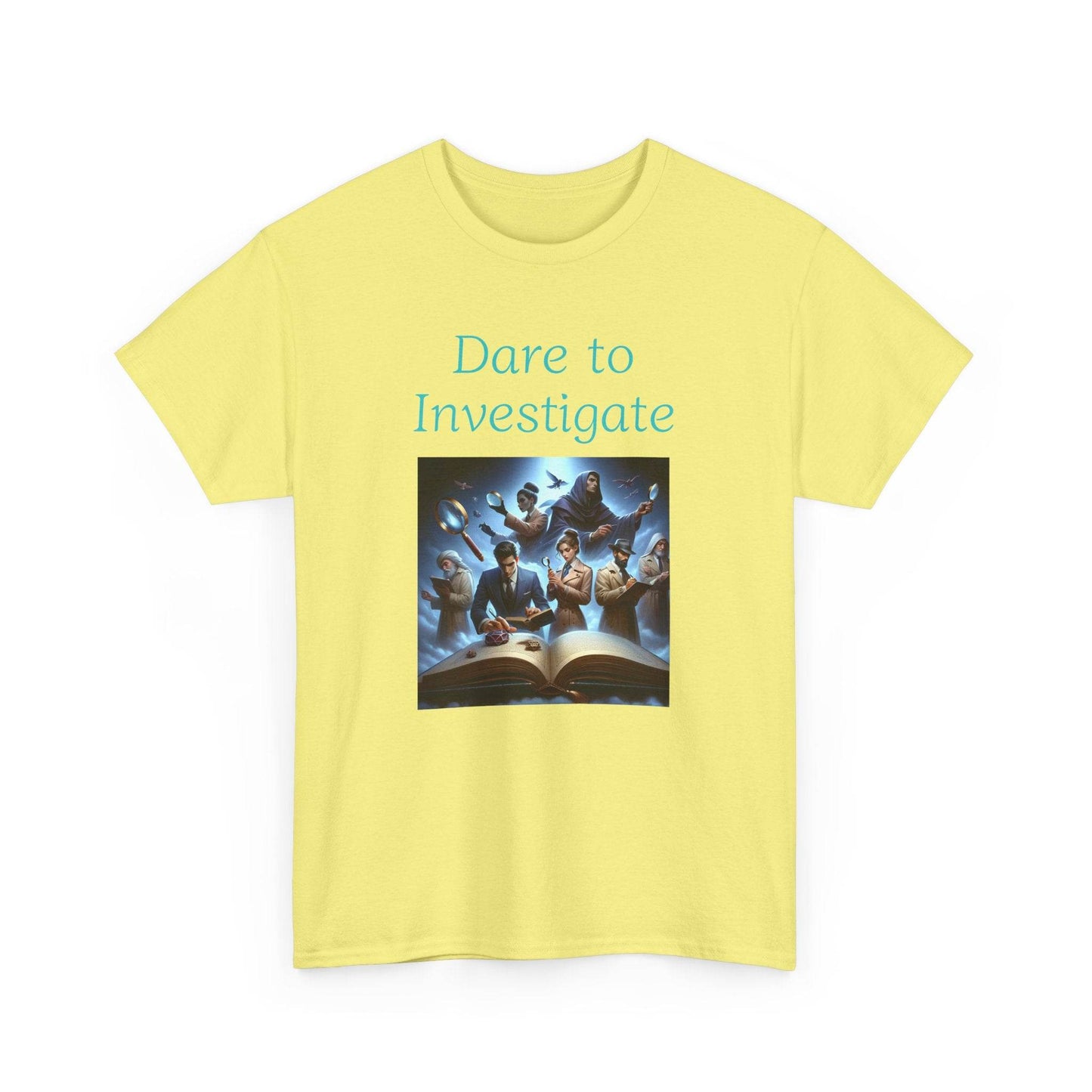 Investigate - Graphic Tee - Unisex Heavy Cotton T-Shirt Crime/Mystery Books - The Dreamer's Bookshop.
