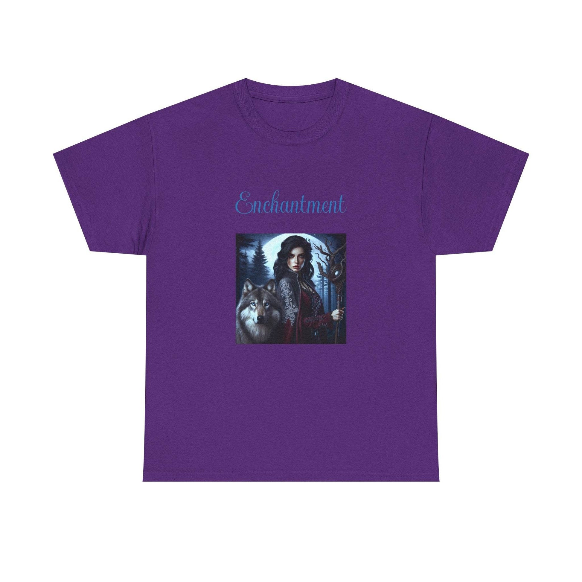 Enchanting Wolf Graphic Tee - Unisex Heavy Cotton T-Shirt for Nature Lovers - The Dreamer's Bookshop.