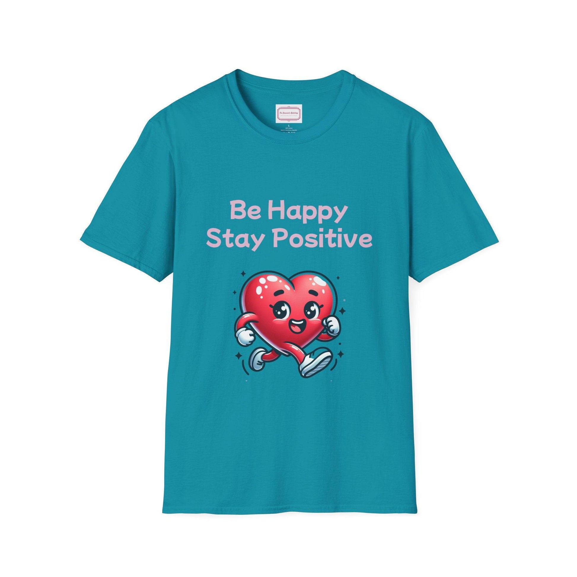 Be Happy Stay Positive T-Shirt - Unisex Softstyle Graphic Tee - The Dreamer's Bookshop.