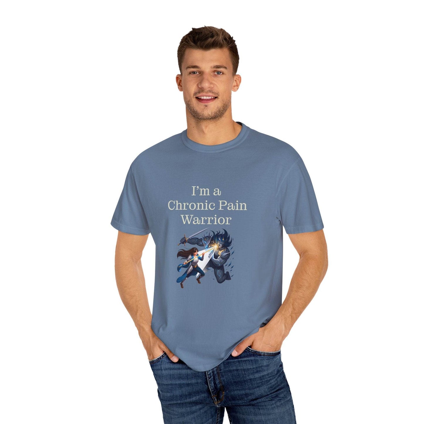 Chronic Pain Warrior Unisex Garment-Dyed T-shirt - Inspirational Motivational Tee - The Dreamer's Bookshop.