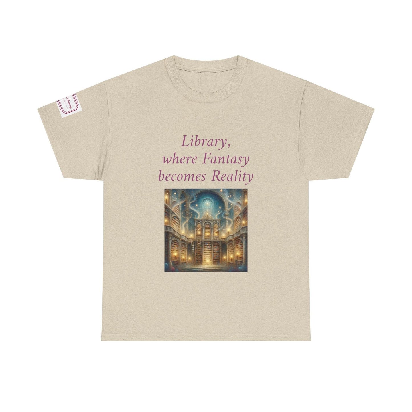 Library, Fantasy, Reality - Graphic Unisex Heavy Cotton Tee - Book Lovers - The Dreamer's Bookshop.