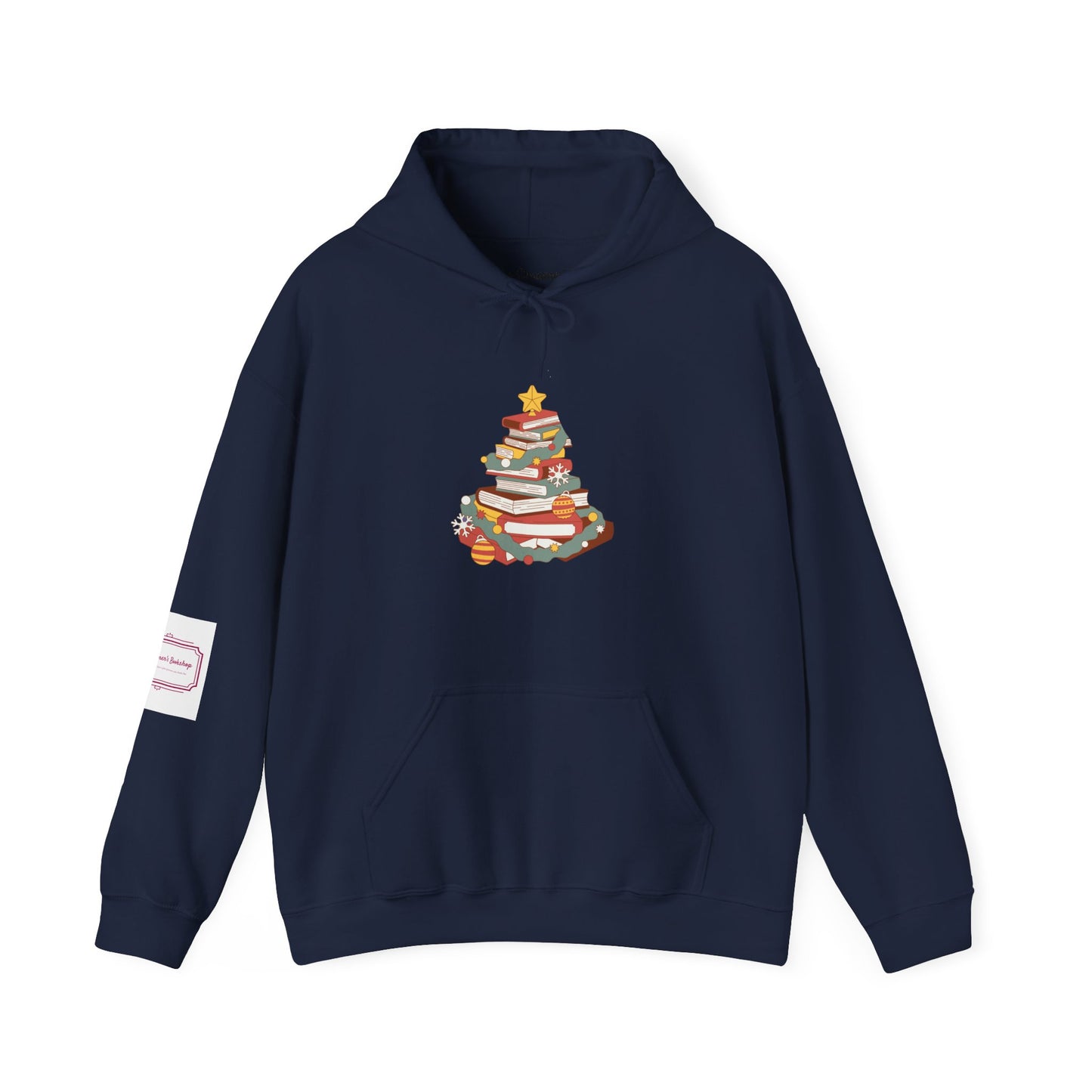 Christmas Book Tree Unisex Hooded Sweatshirt - Cozy Literary Apparel