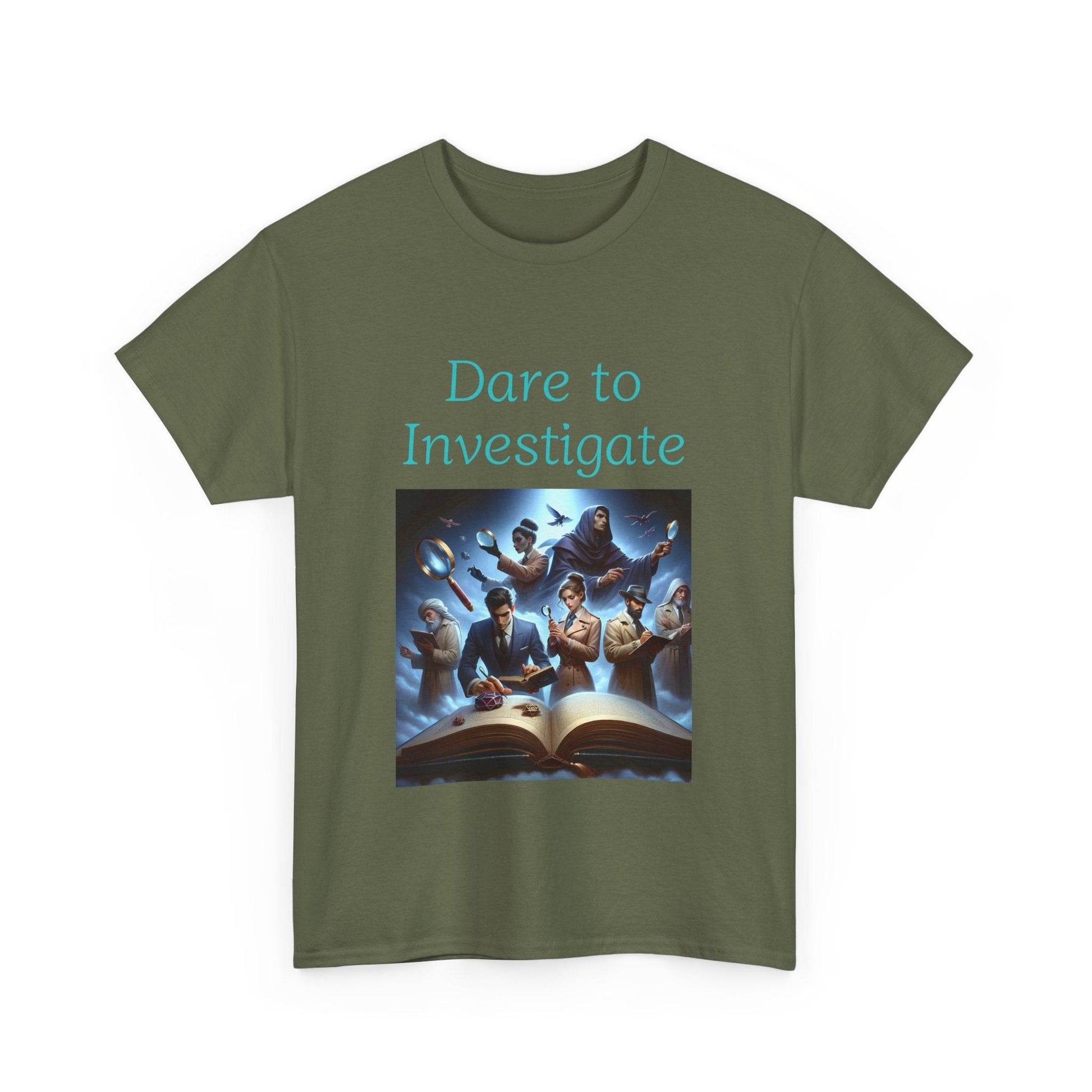 Investigate - Unisex Heavy Cotton Tee - Crime/Mystery Books - The Dreamer's Bookshop.