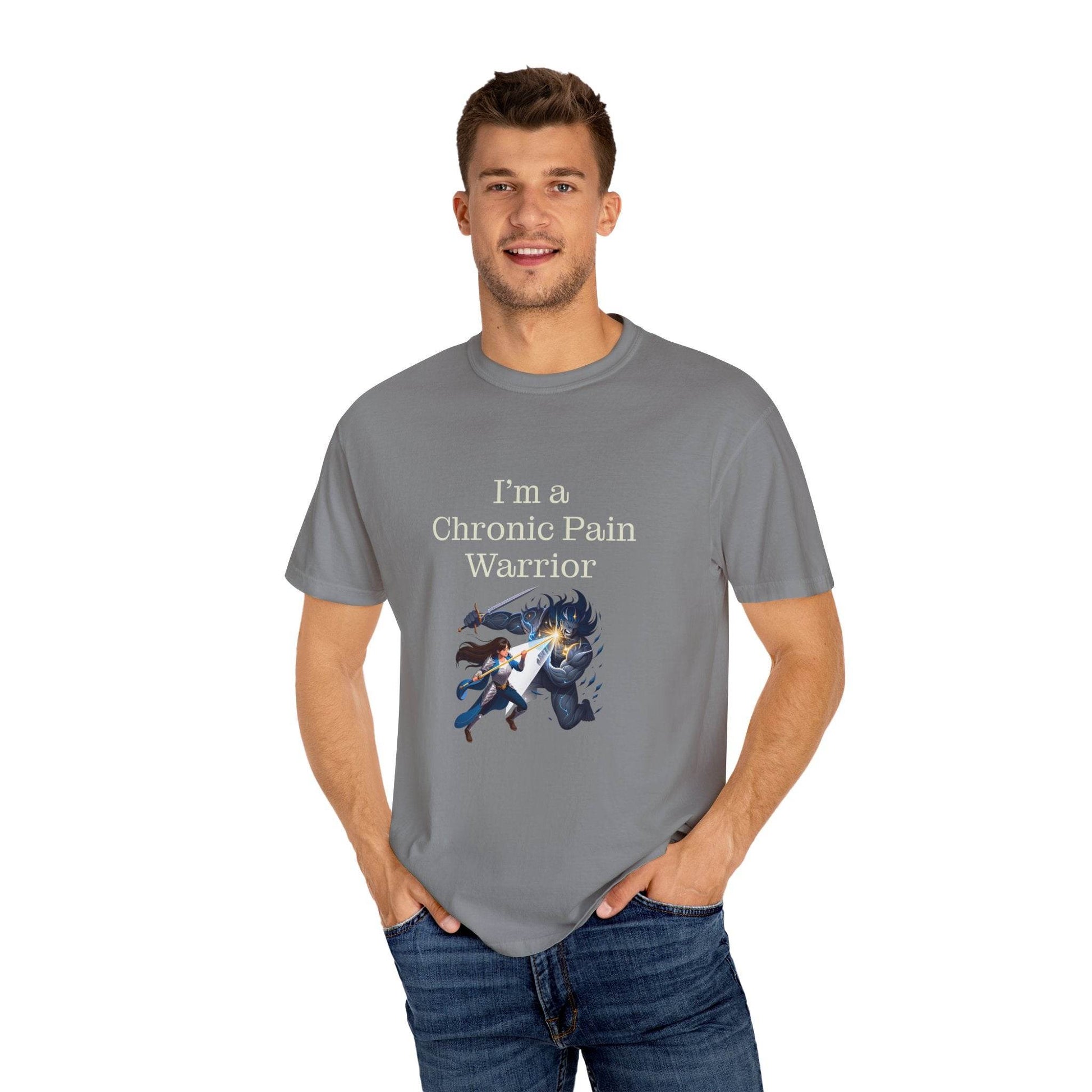 Chronic Pain Warrior Unisex Garment-Dyed T-shirt - Inspirational Motivational Tee - The Dreamer's Bookshop.