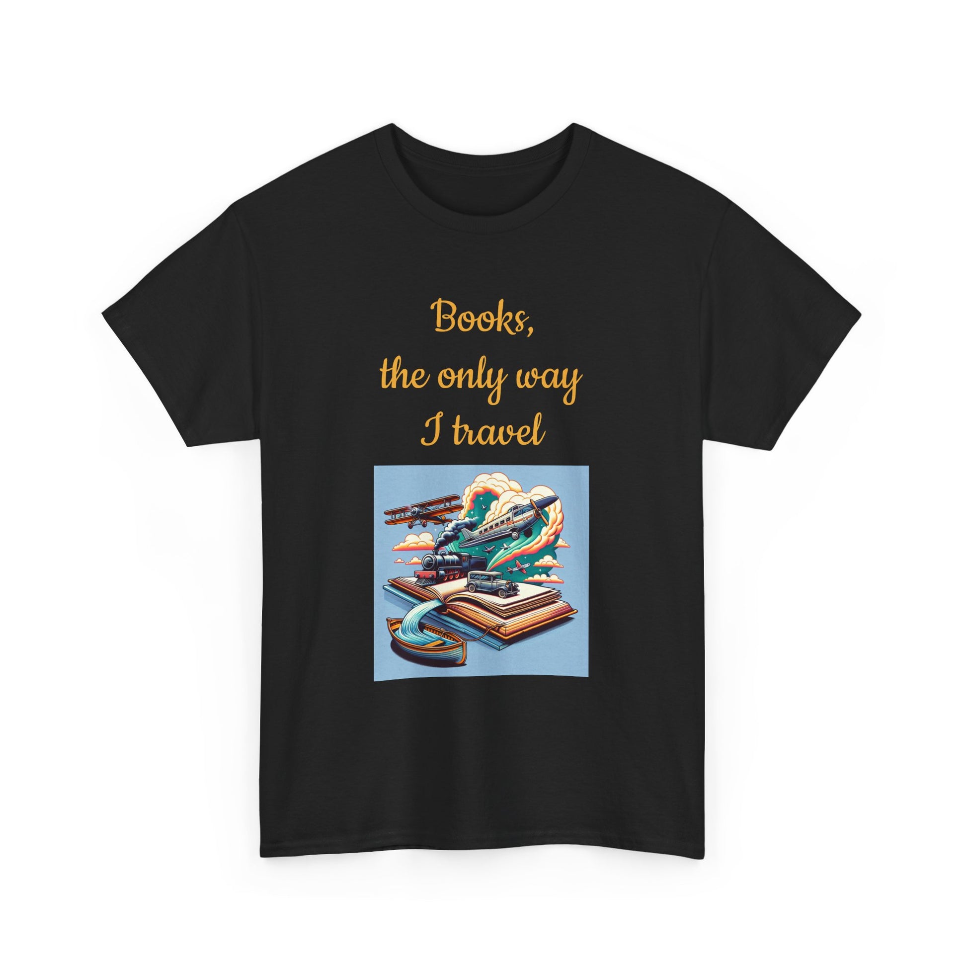 Book Lover's Unisex Heavy Cotton Tee - "Travel" - The Dreamer's Bookshop.