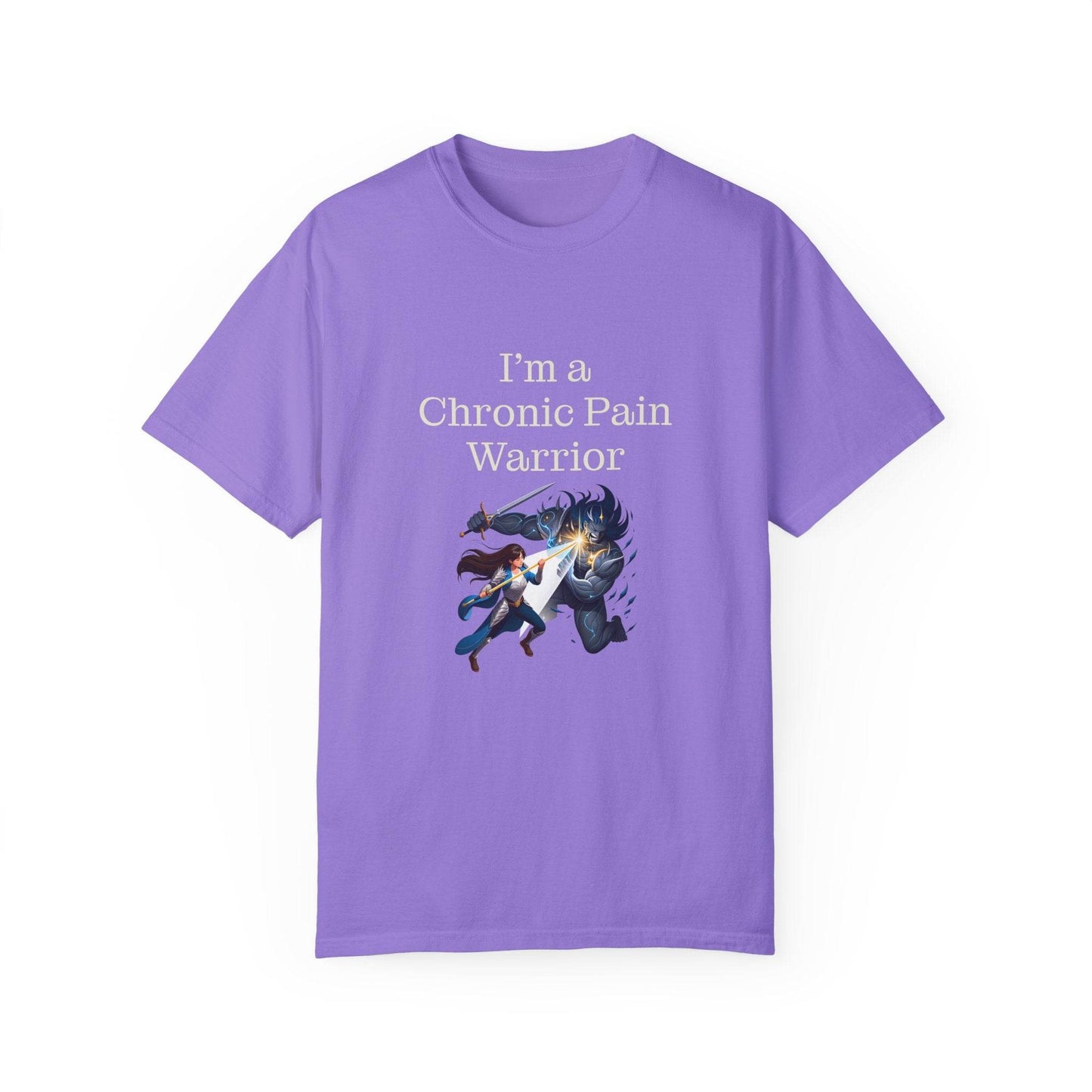 Chronic Pain Warrior Unisex Garment-Dyed T-shirt - Inspirational Motivational Tee - The Dreamer's Bookshop.