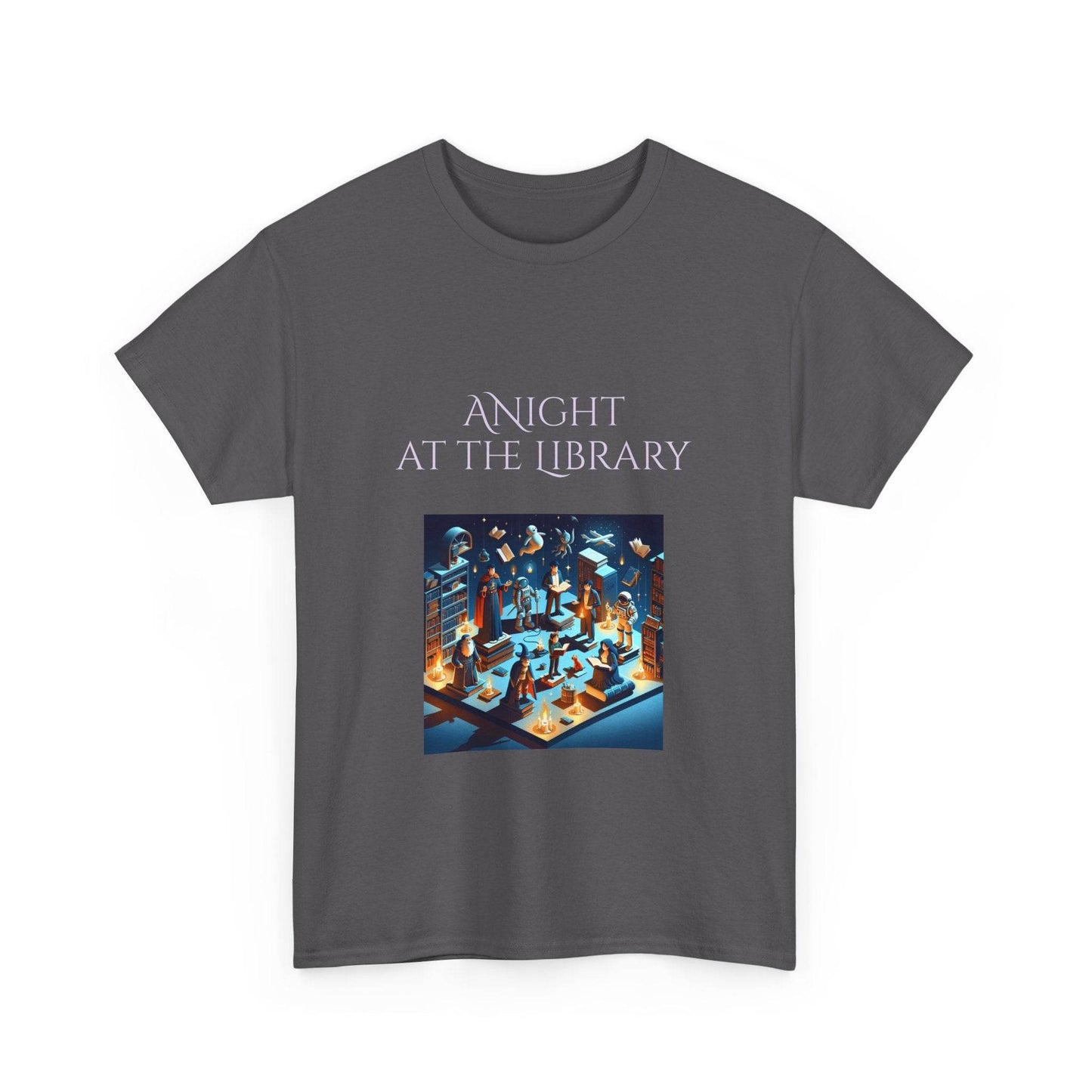 Night at the Library - A Unisex Heavy Cotton Tee - Perfect for Book Lovers - The Dreamer's Bookshop.