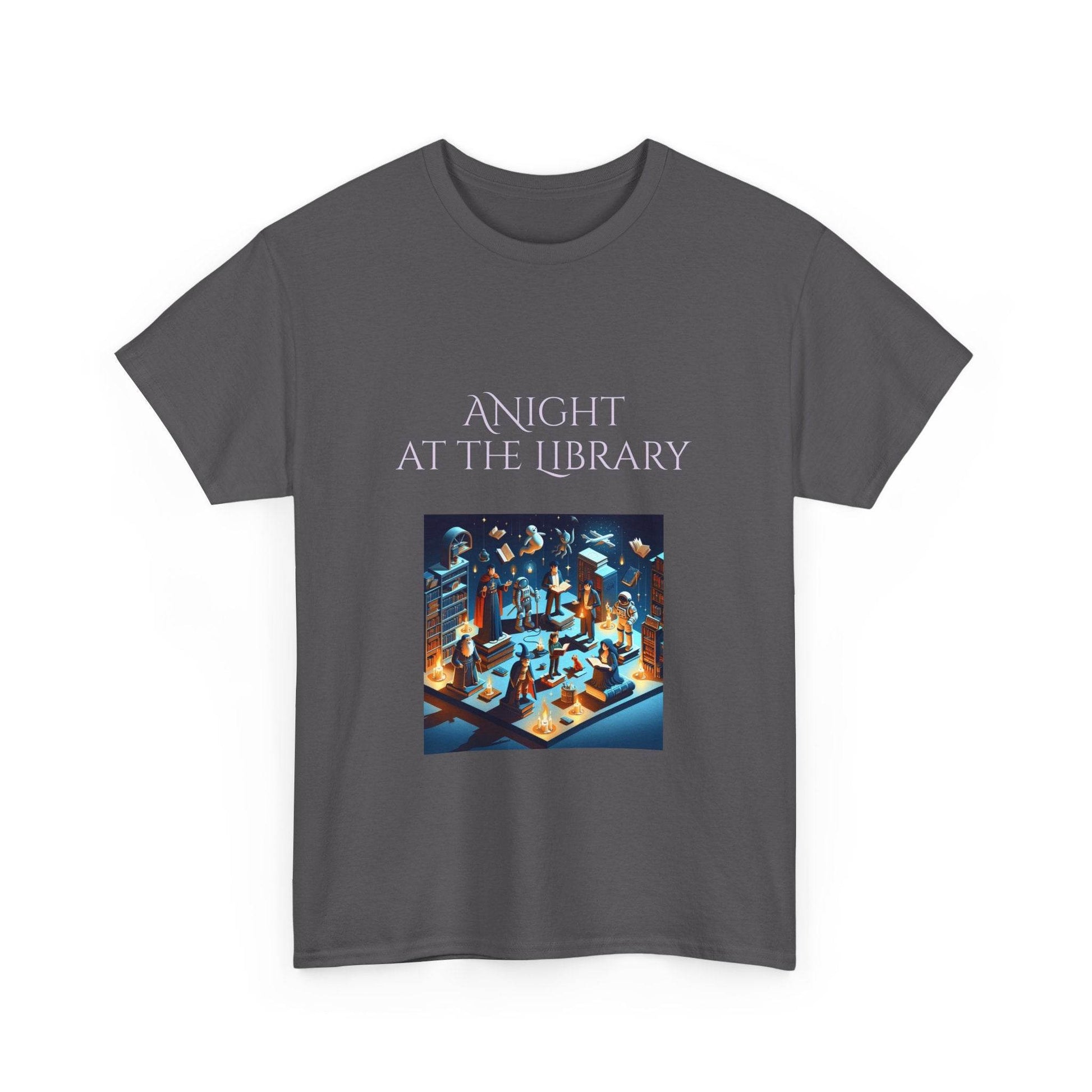 Night at the Library - A Unisex Heavy Cotton Tee - Perfect for Book Lovers - The Dreamer's Bookshop.