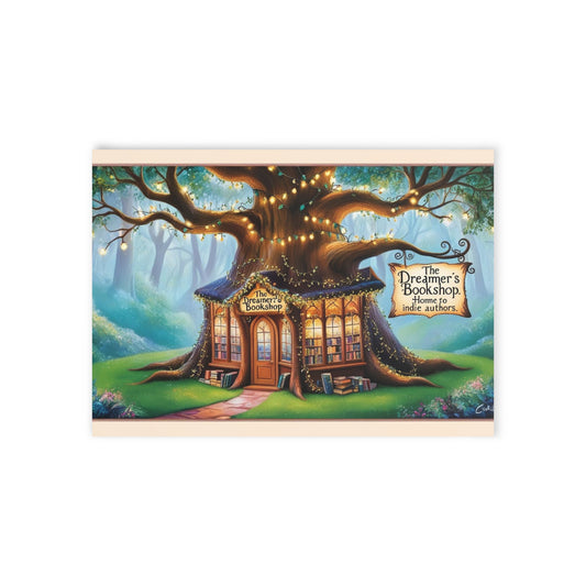 The Dreamer's Bookshop "Tree and Books" Art Print Card - The Dreamer's Bookshop.
