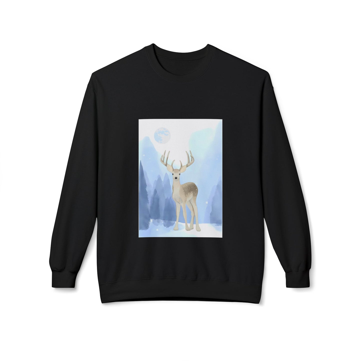 Winter Deer Fleece Crewneck Sweatshirt - Unisex Midweight