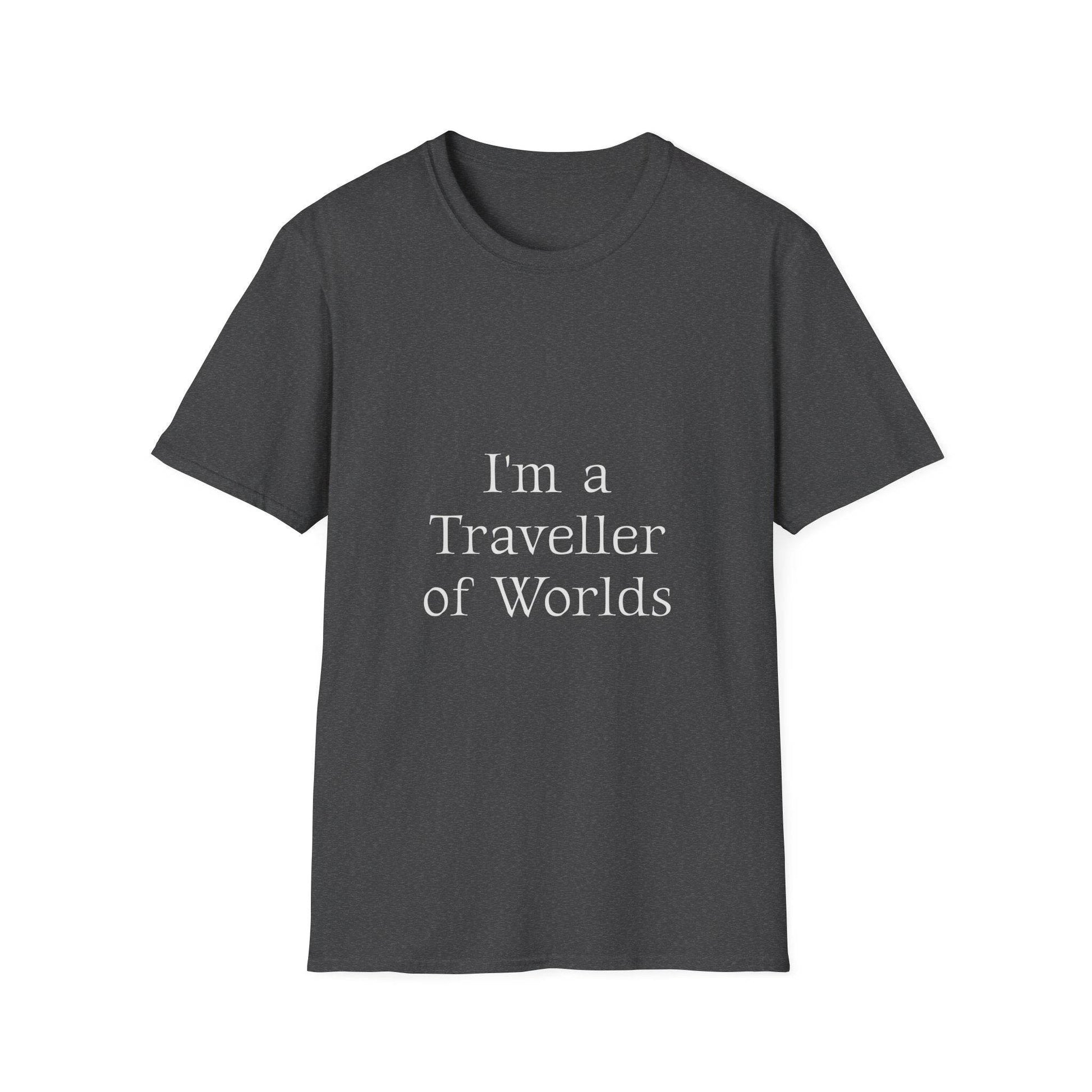Unisex Softstyle T-Shirt - 'I'm a Traveller of Worlds' & 'Books Take Me Places Far & Beyond' - The Dreamer's Bookshop.
