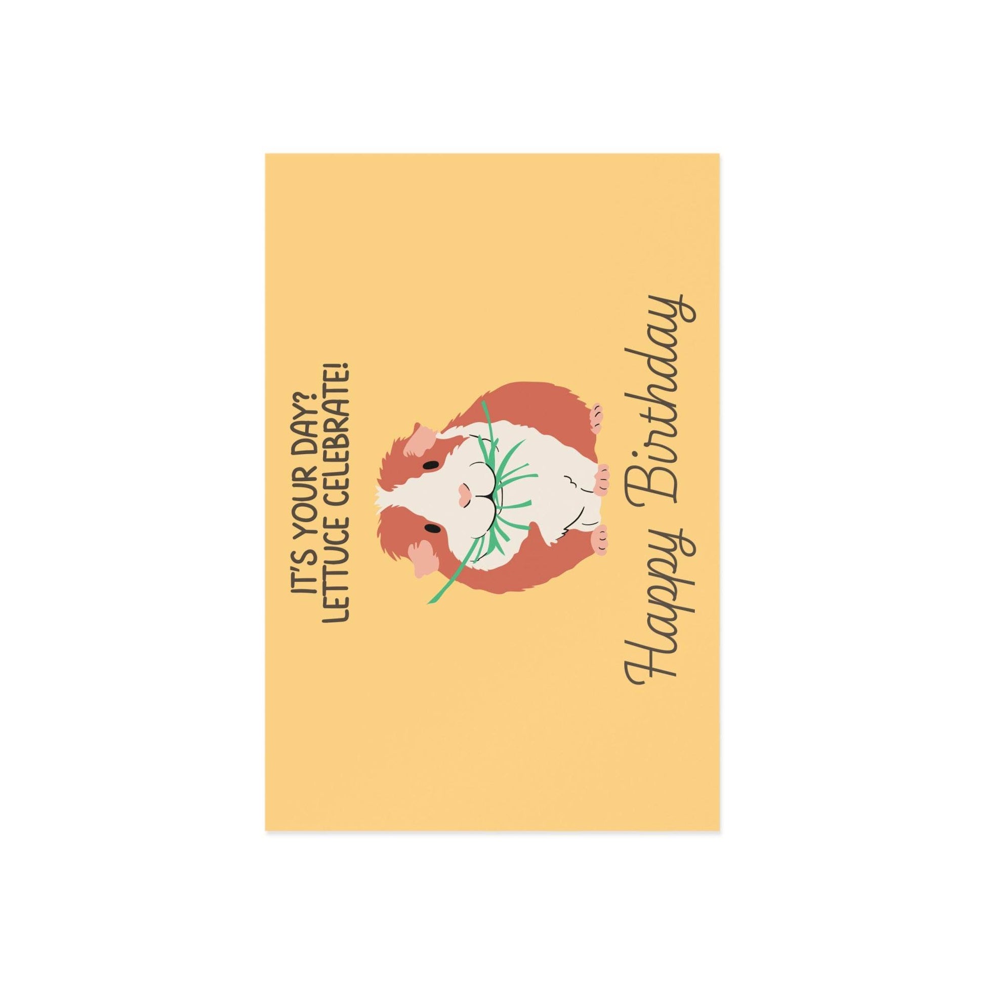 The Dreamer's Bookshop Cute "Lettuce Celebrate" Guinea Pig Birthday Card - The Dreamer's Bookshop.