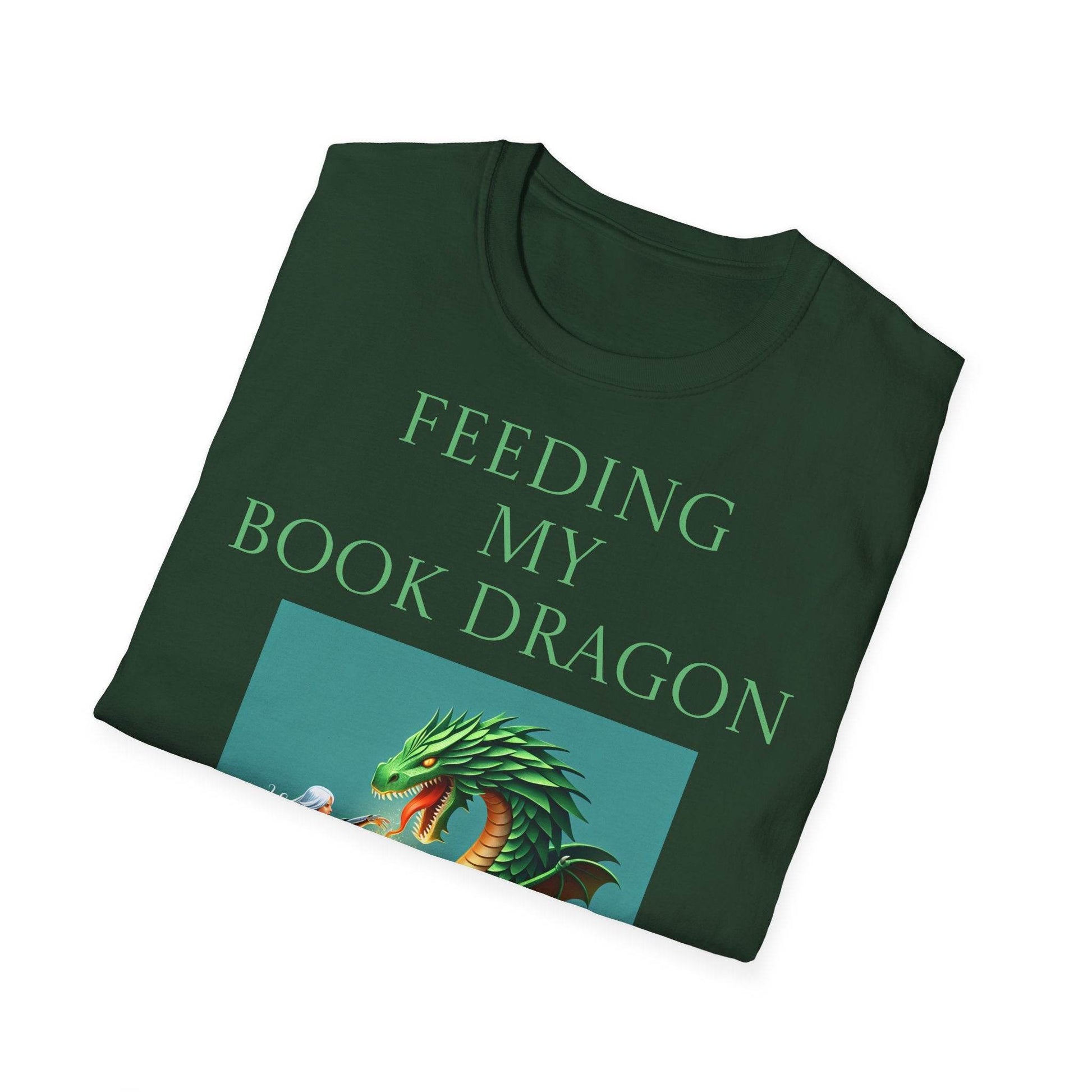 Inspirational Unisex Softstyle T-Shirt - 'Book Dragon' Motivational Design - The Dreamer's Bookshop.