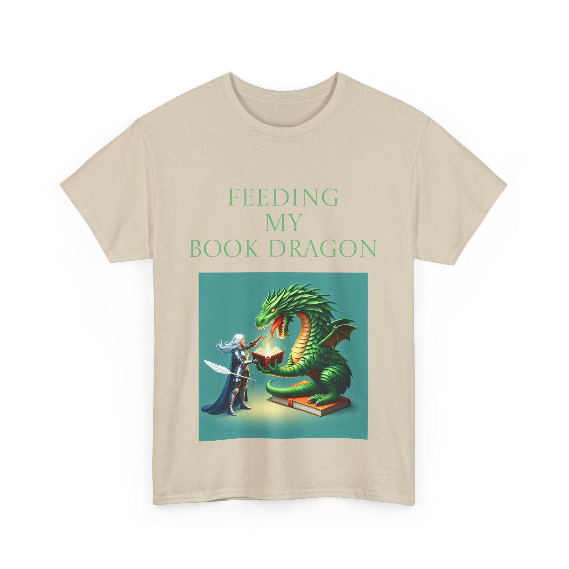 Book Dragon Unisex Heavy Cotton Tee - Creative Writer's Apparel - The Dreamer's Bookshop.
