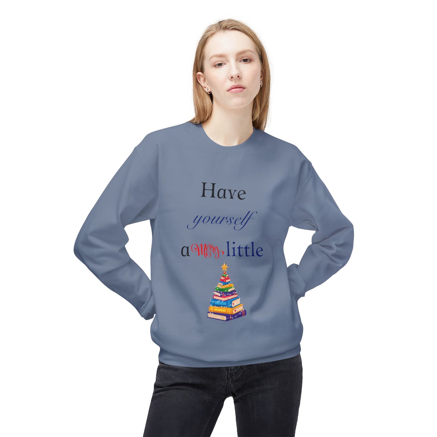 A Merry Little Bookmas - Fleece Crewneck Sweatshirt - Unisex Midweight